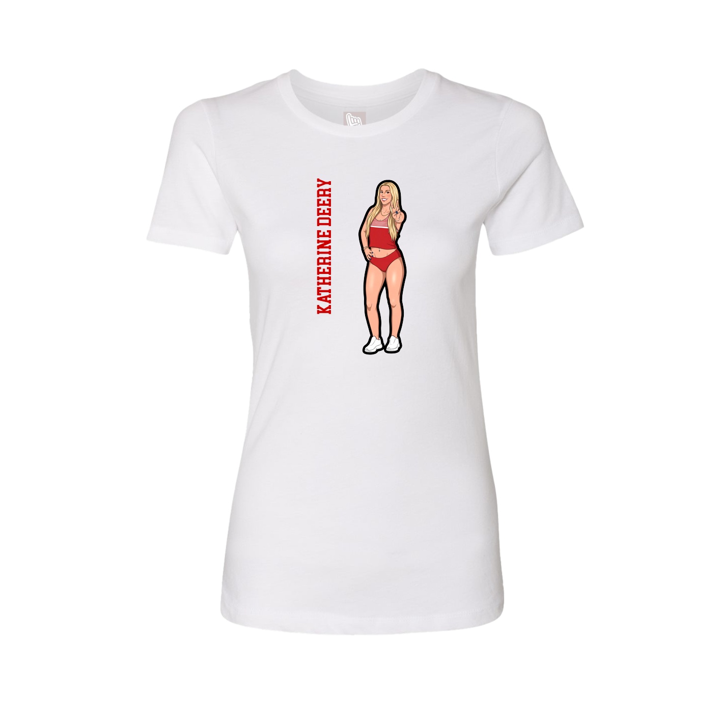 Fitted Women's Tee — Name Vertical in White