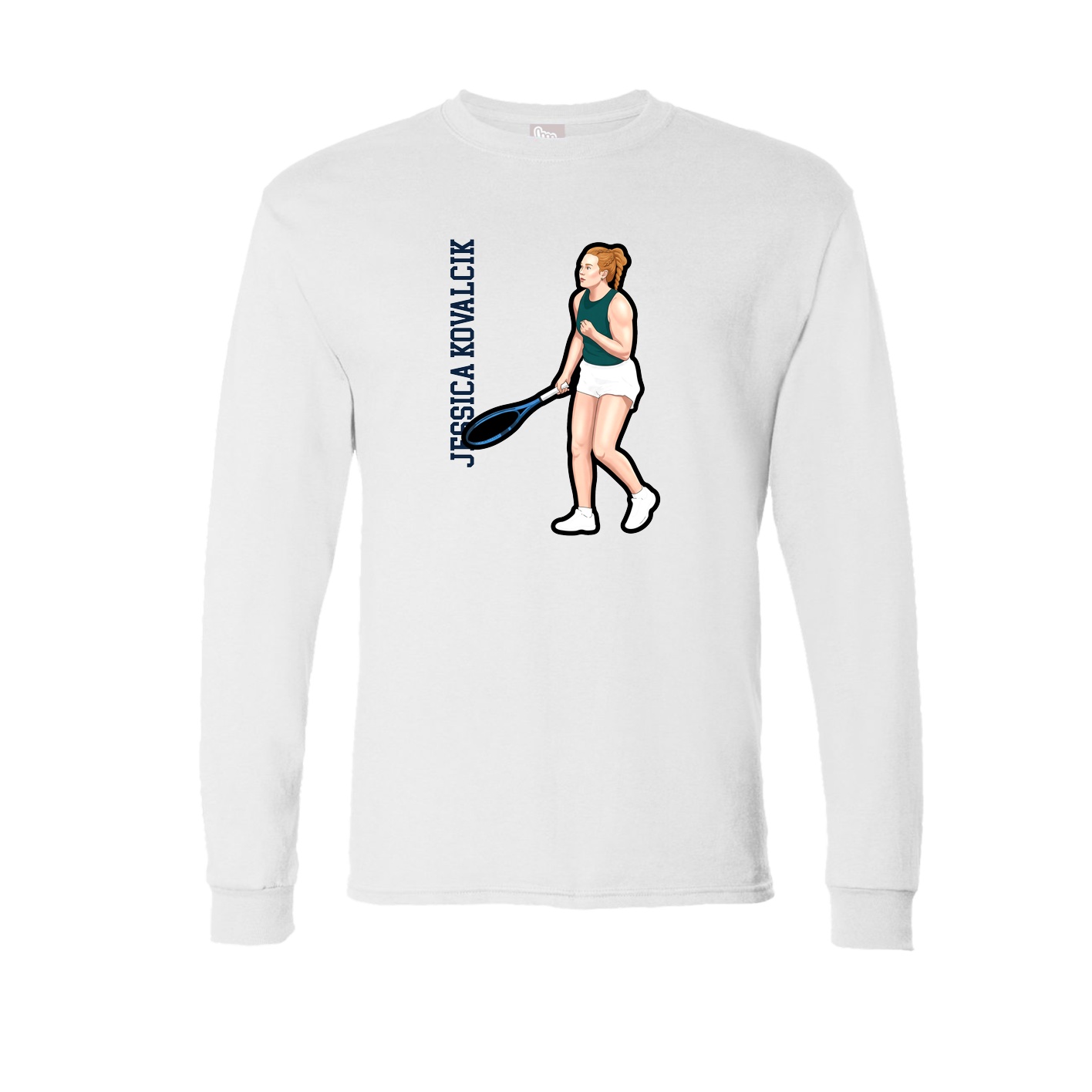 Long Sleeve Tee — Name Vertical in White