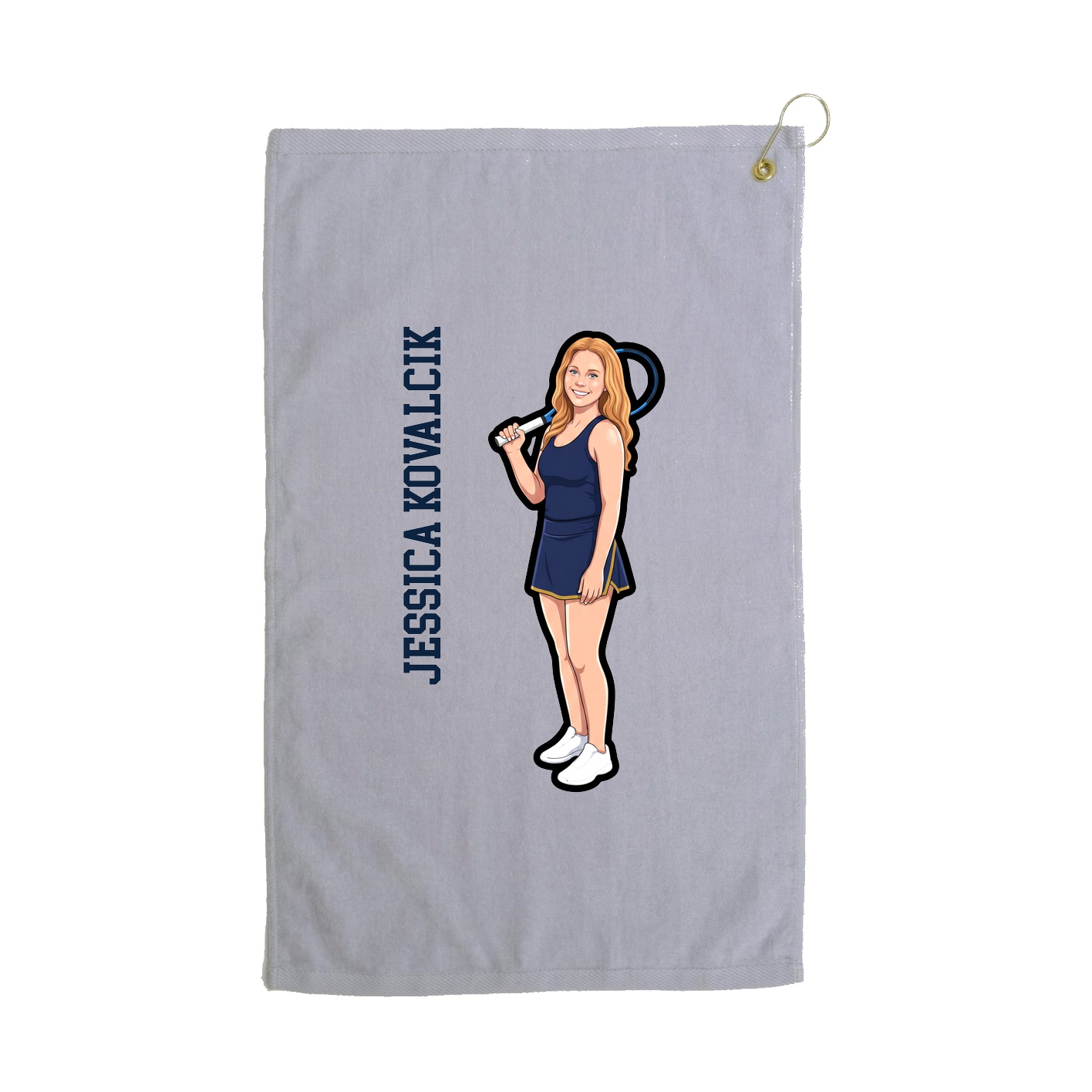Golf Towel — Name Vertical in Grey