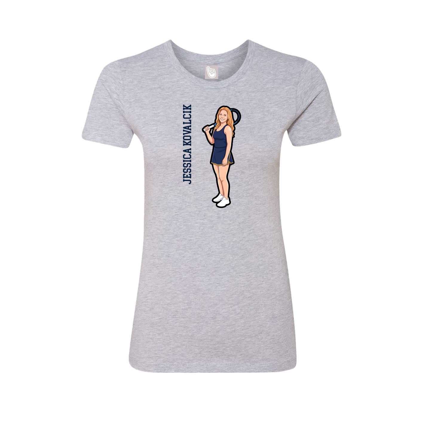 Fitted Women's Tee — Name Vertical in Grey