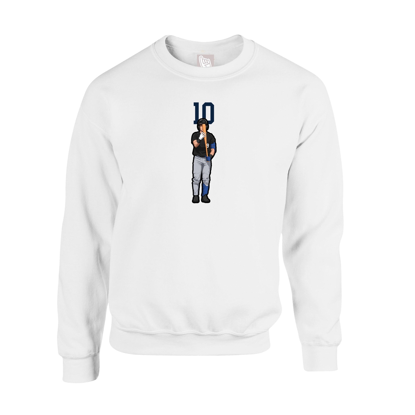 Fleece Crew — Number Top in White