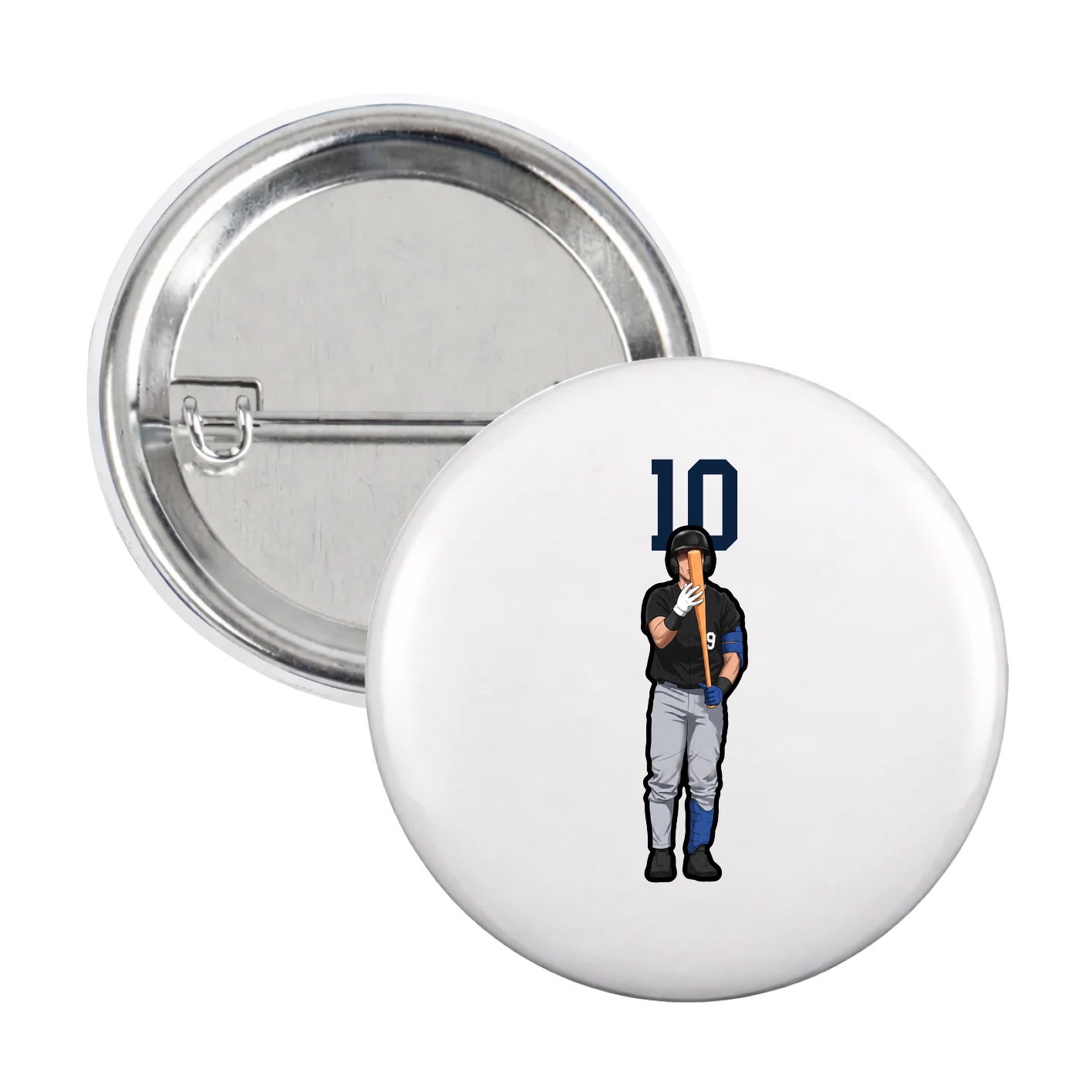 Game Day Button — Number Top in White