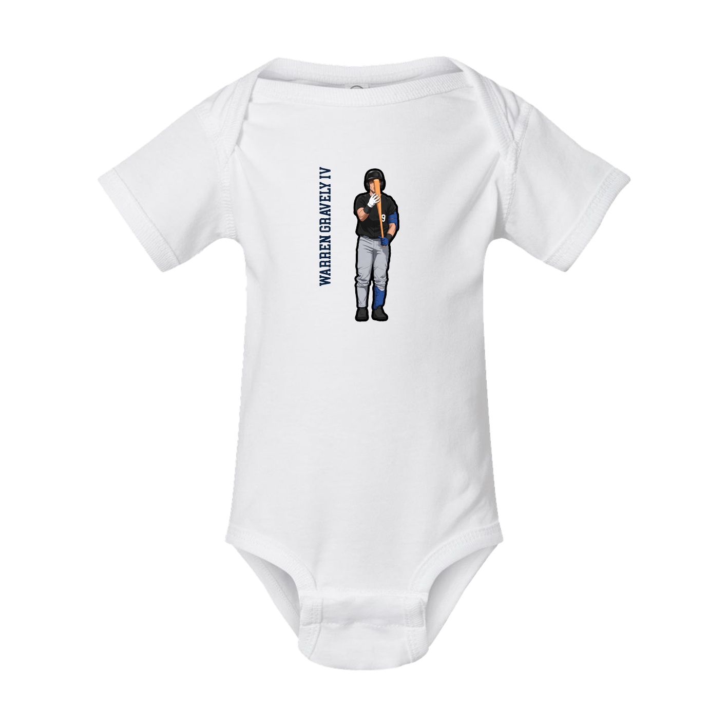 Baby Onesie — Name Vertical in White