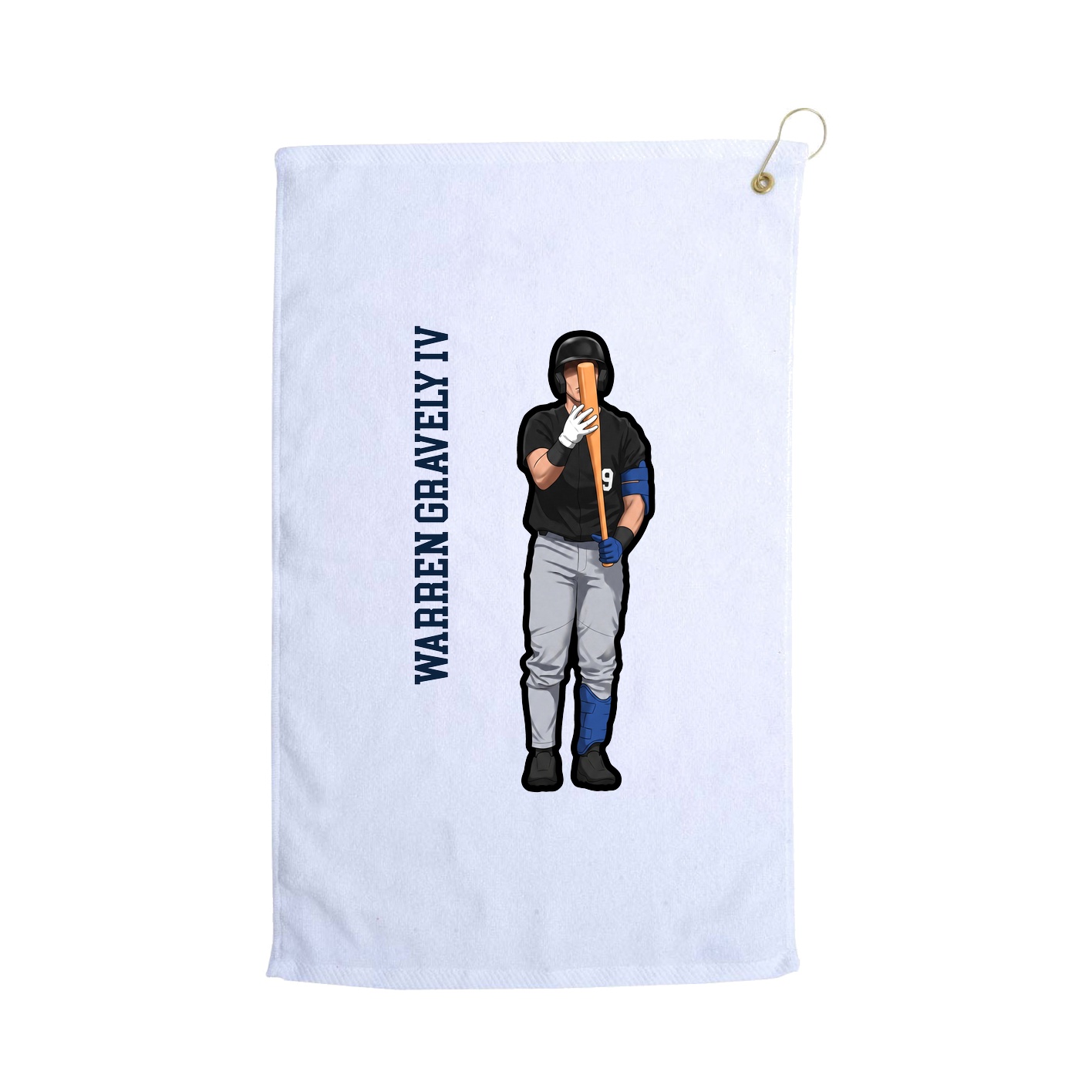 Golf Towel — Name Vertical in White