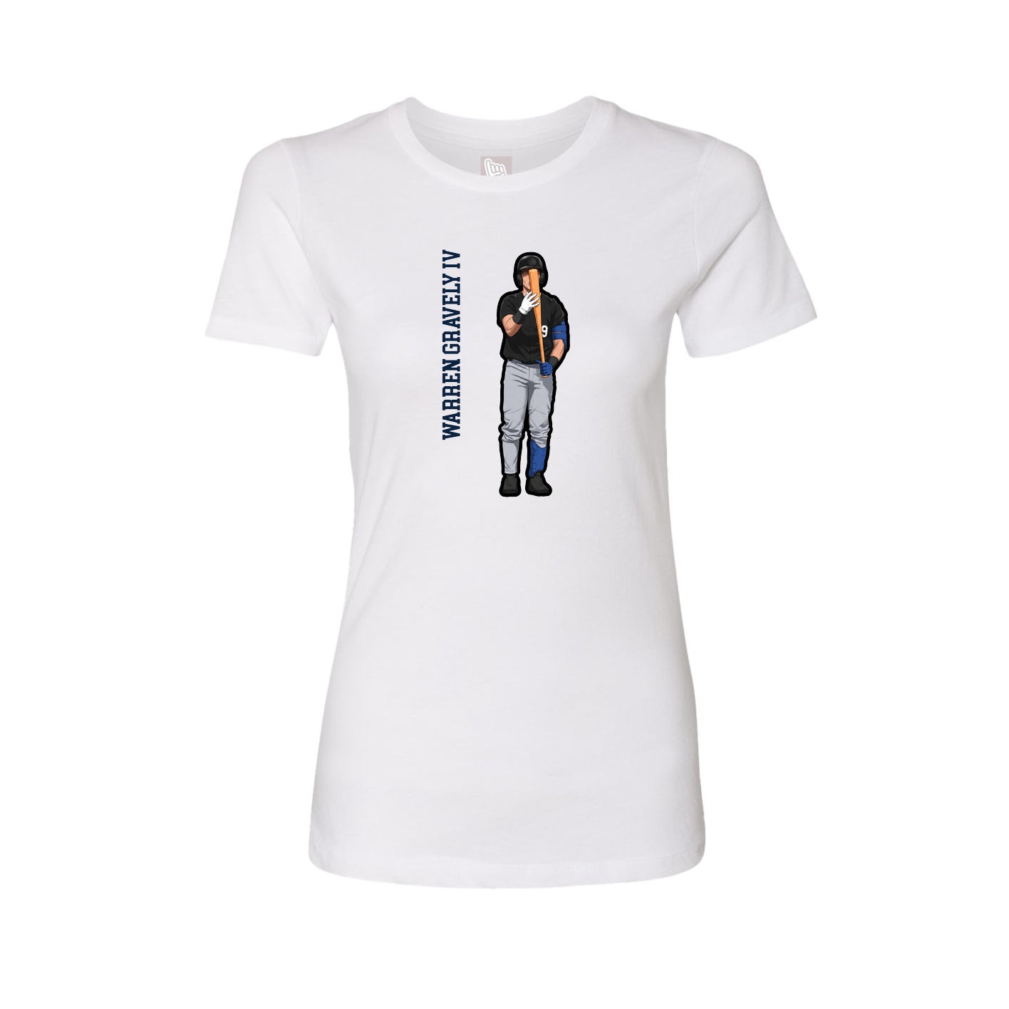 Fitted Women's Tee — Name Vertical in White