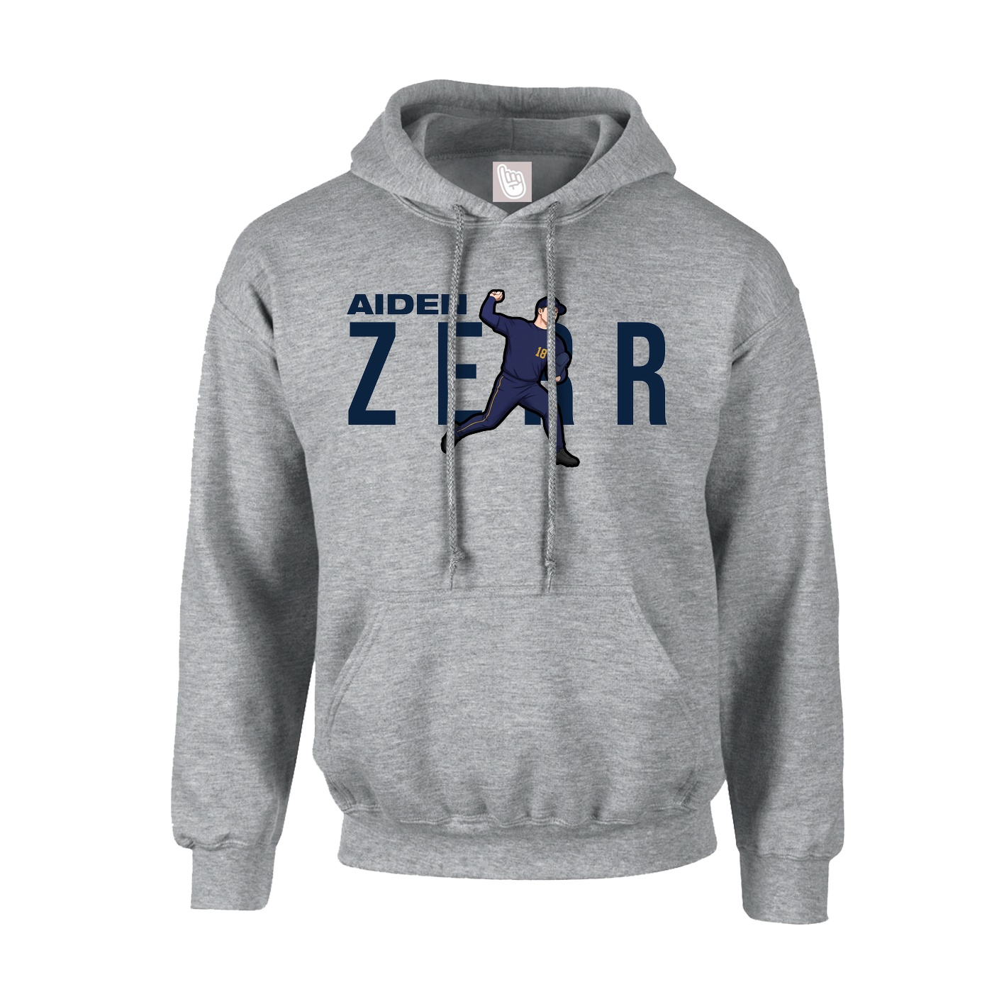 Youth Hoodie — Player Name in Grey