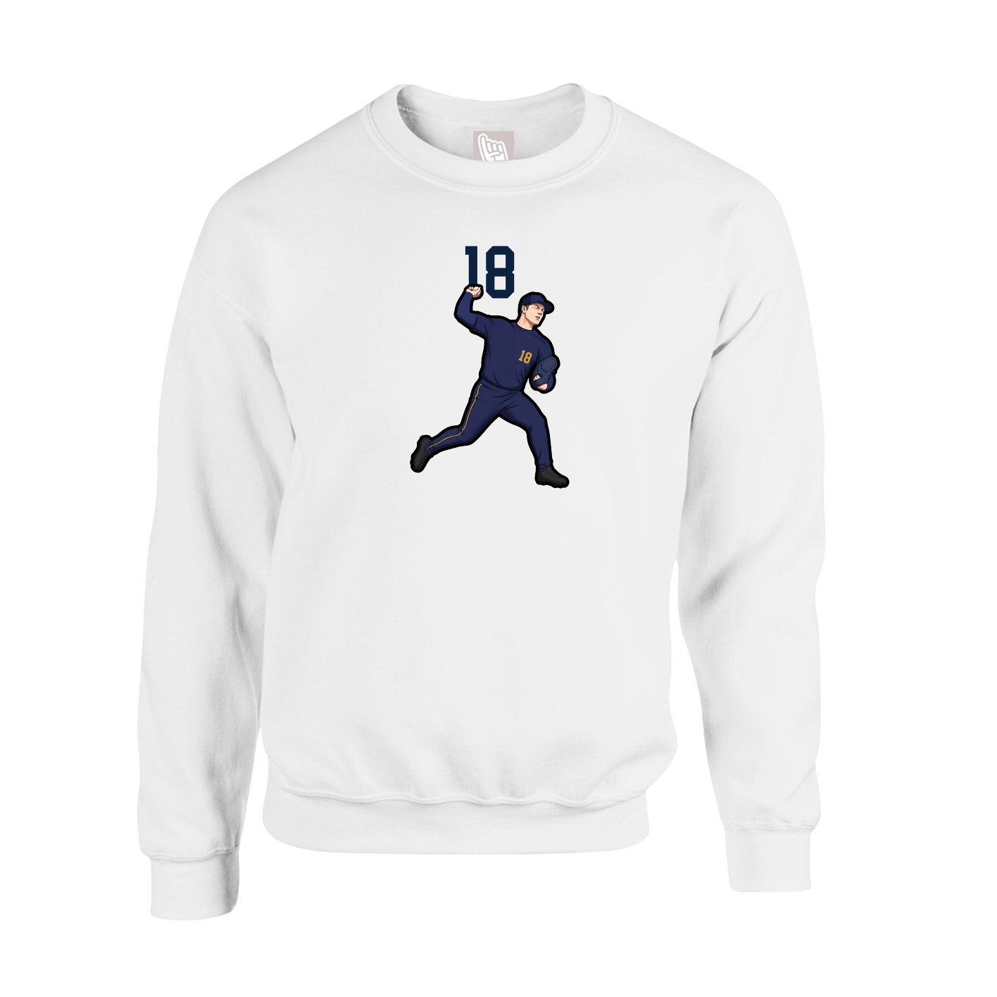 Fleece Crew — Number Top in White