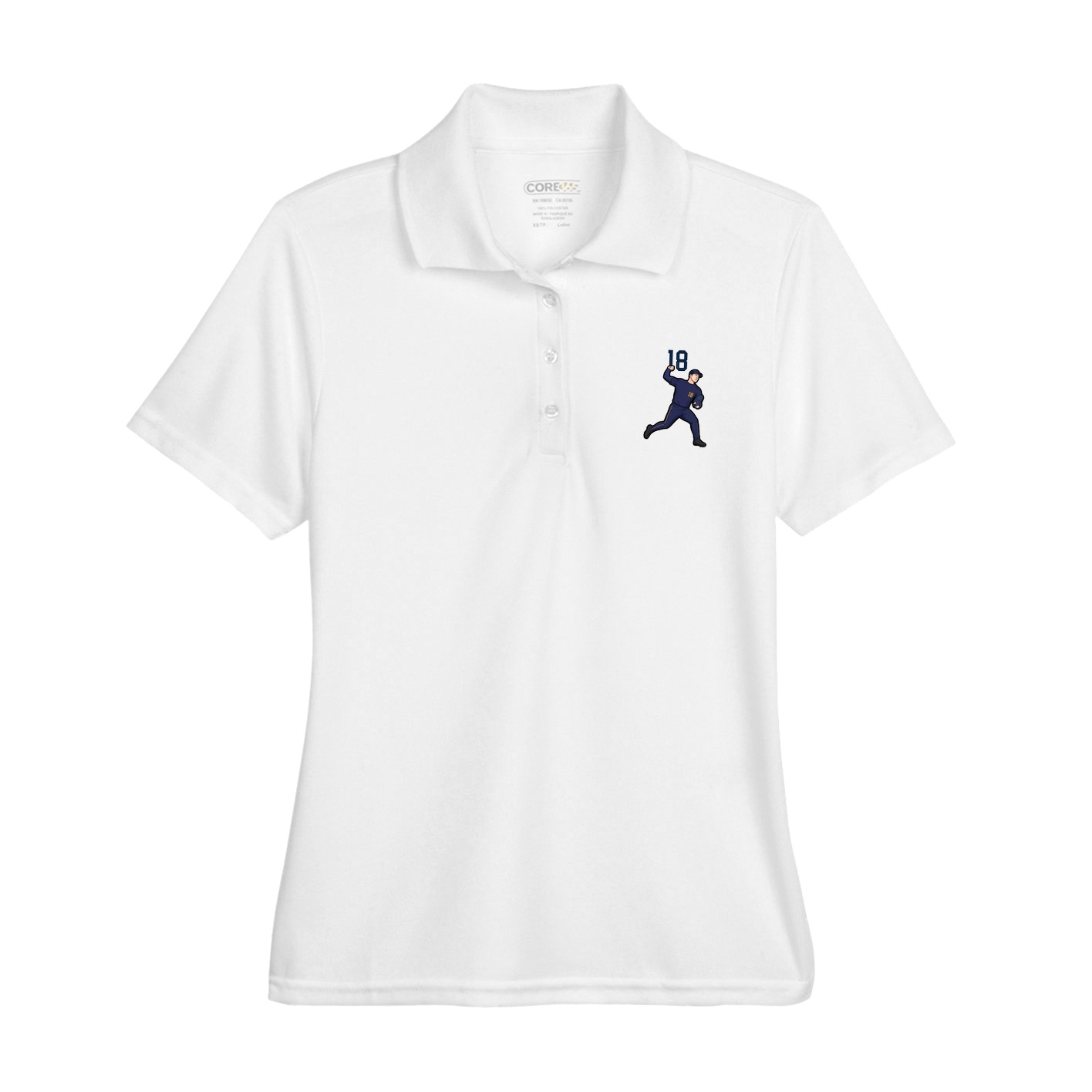 Womens Performance Polo — Number Top in White