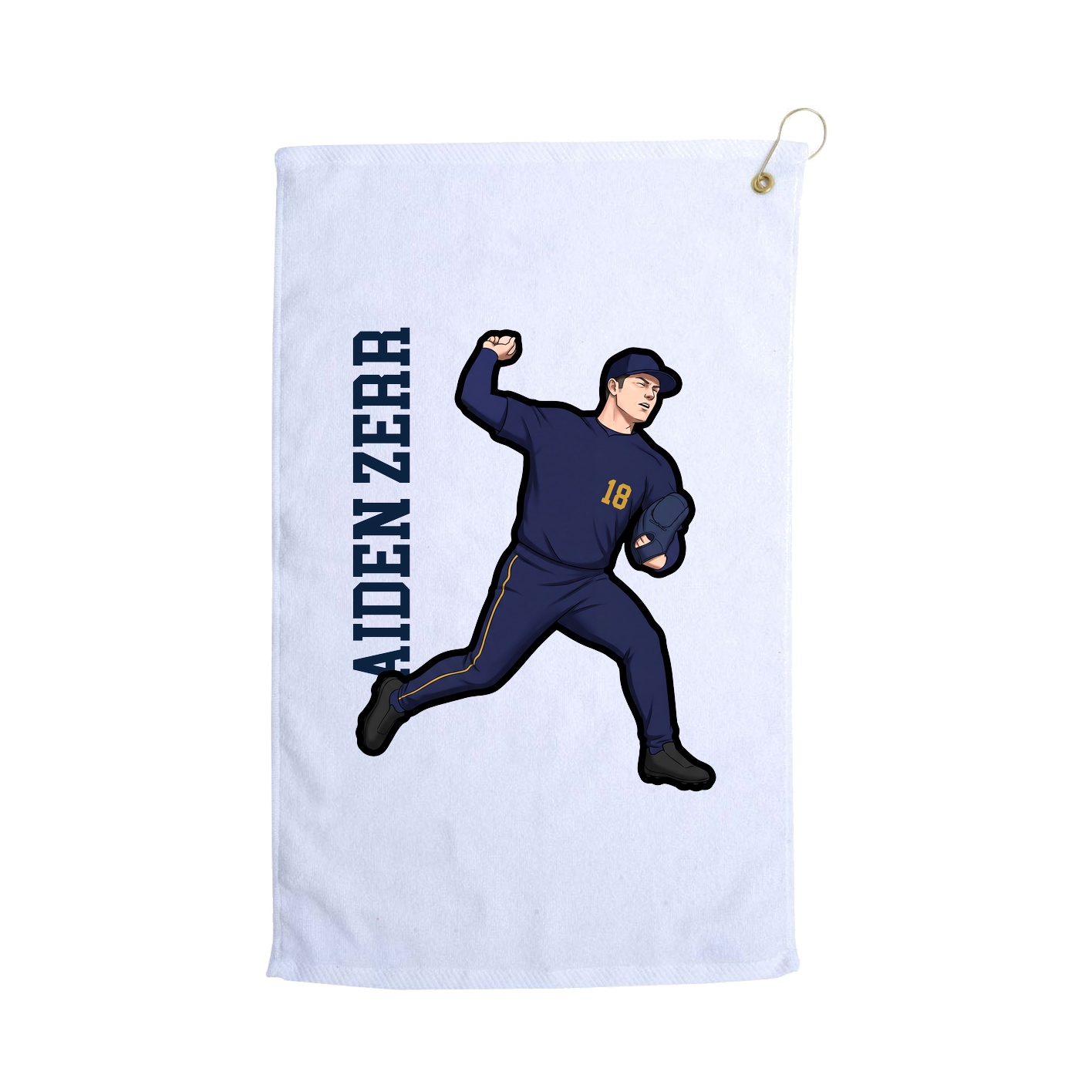Golf Towel — Name Vertical in White