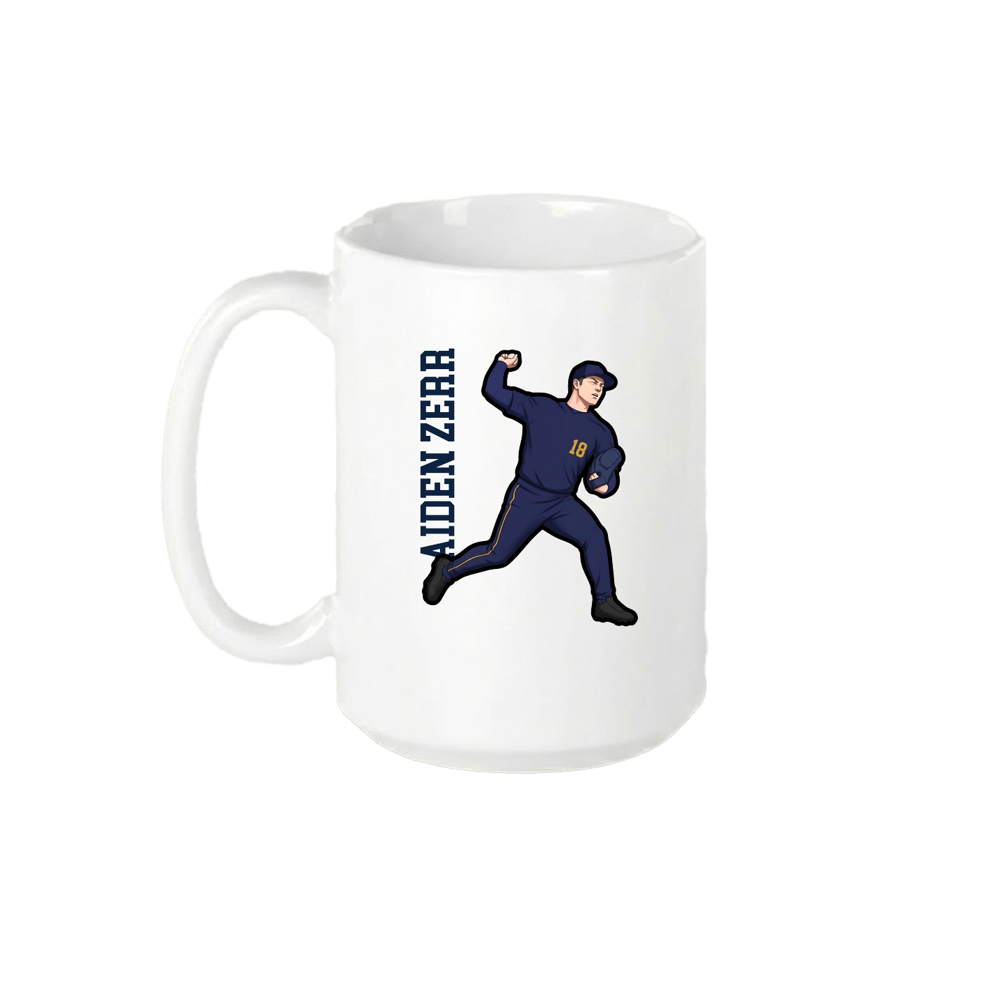 15oz Coffee Mug — Name Vertical in White
