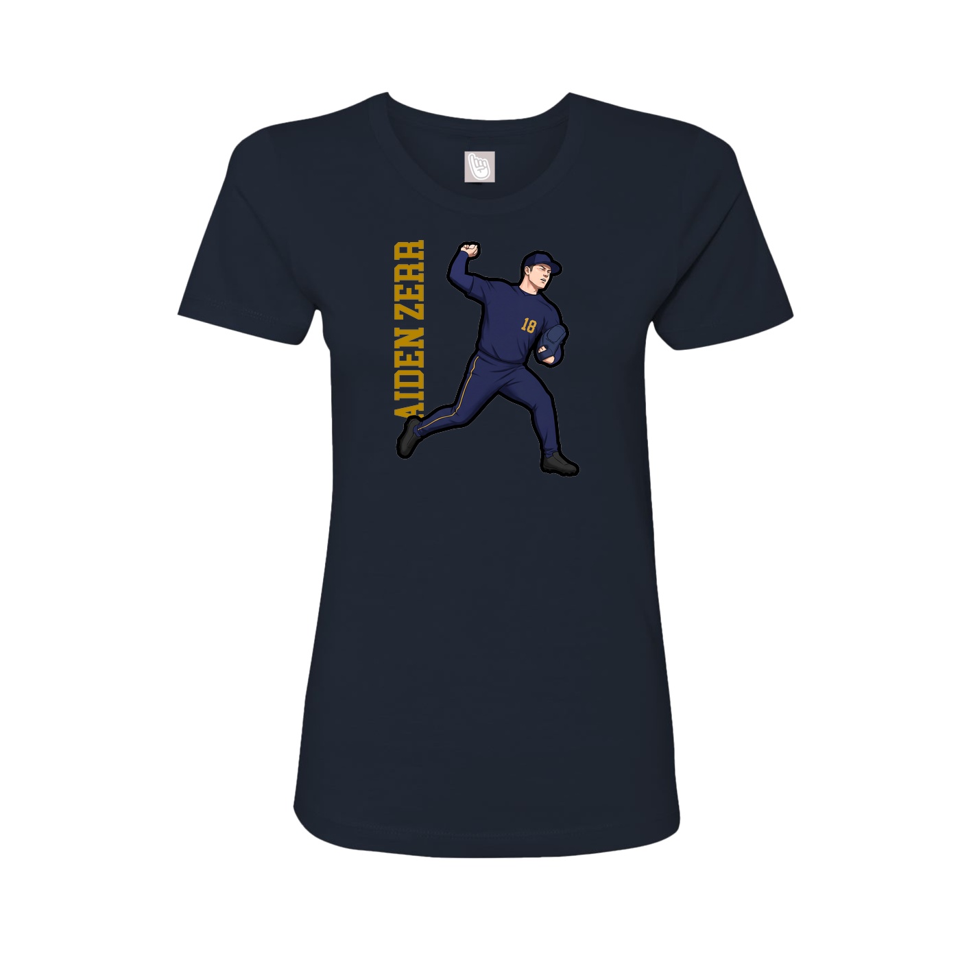 Fitted Women's Tee — Name Vertical in Navy