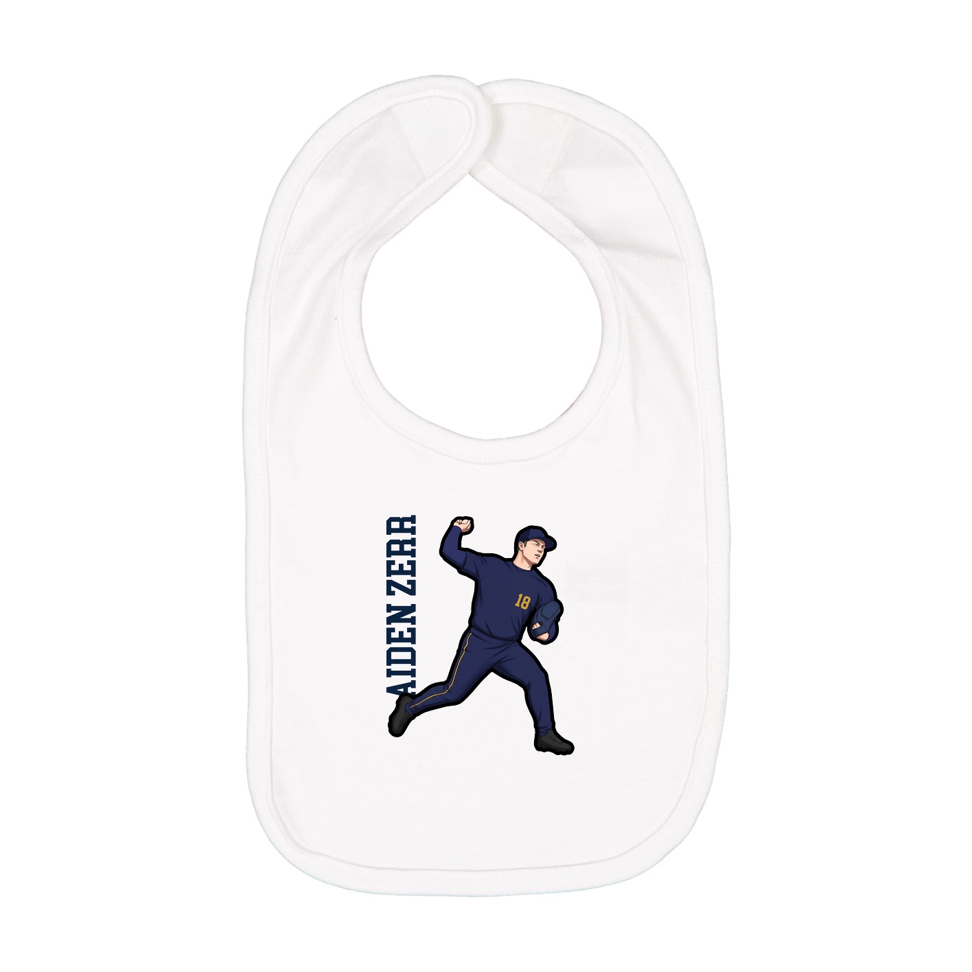 Infant Bib — Name Vertical in White