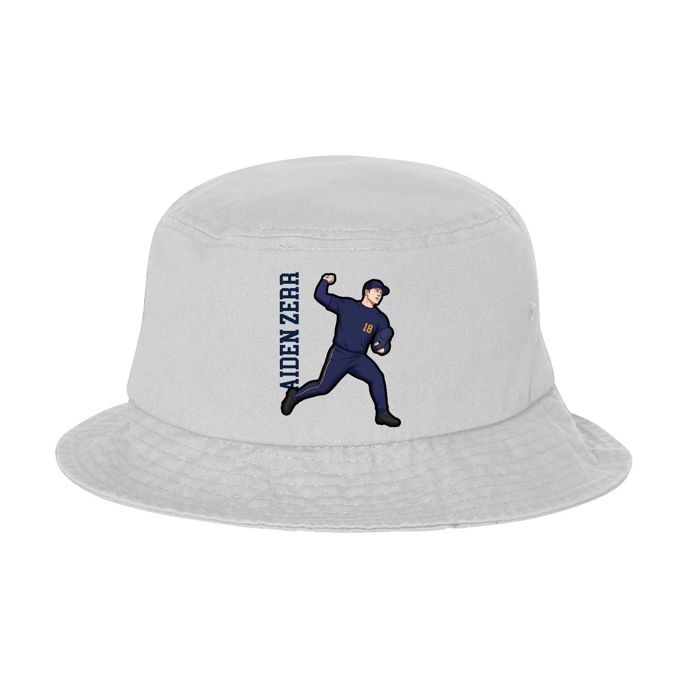 Bucket Cap — Name Vertical in White