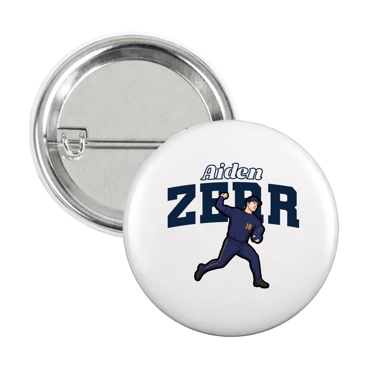 Game Day Button — Name Arch in White
