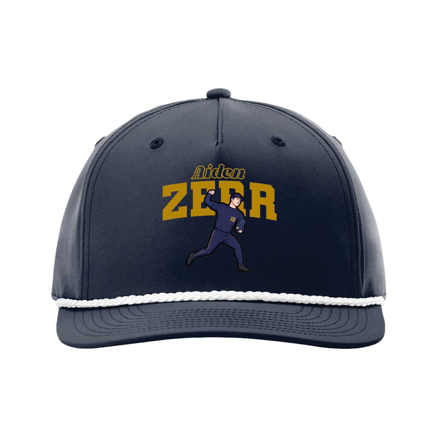Five-Panel Classic Rope Cap — Name Arch in Navy