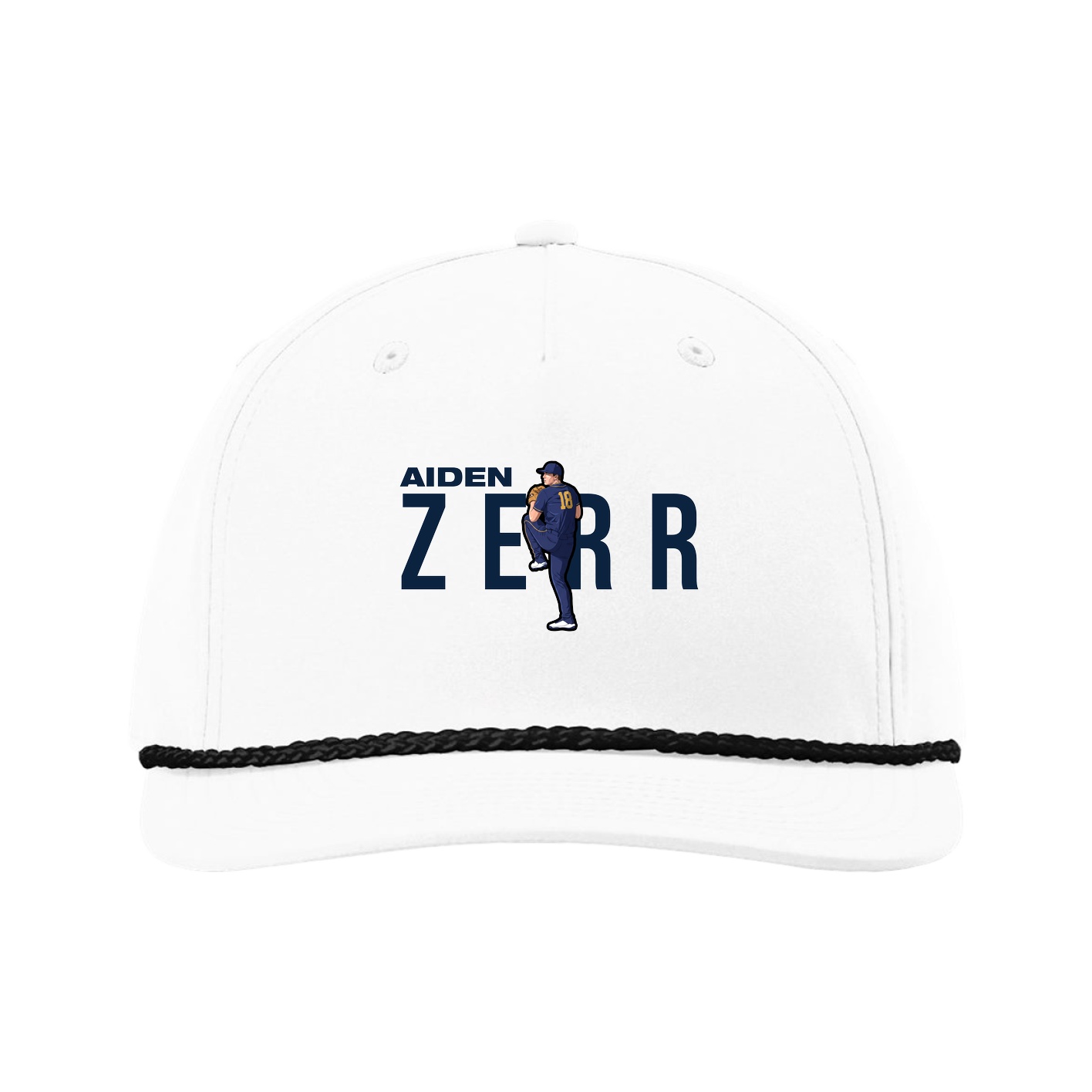 Five-Panel Classic Rope Cap — Player Name in White