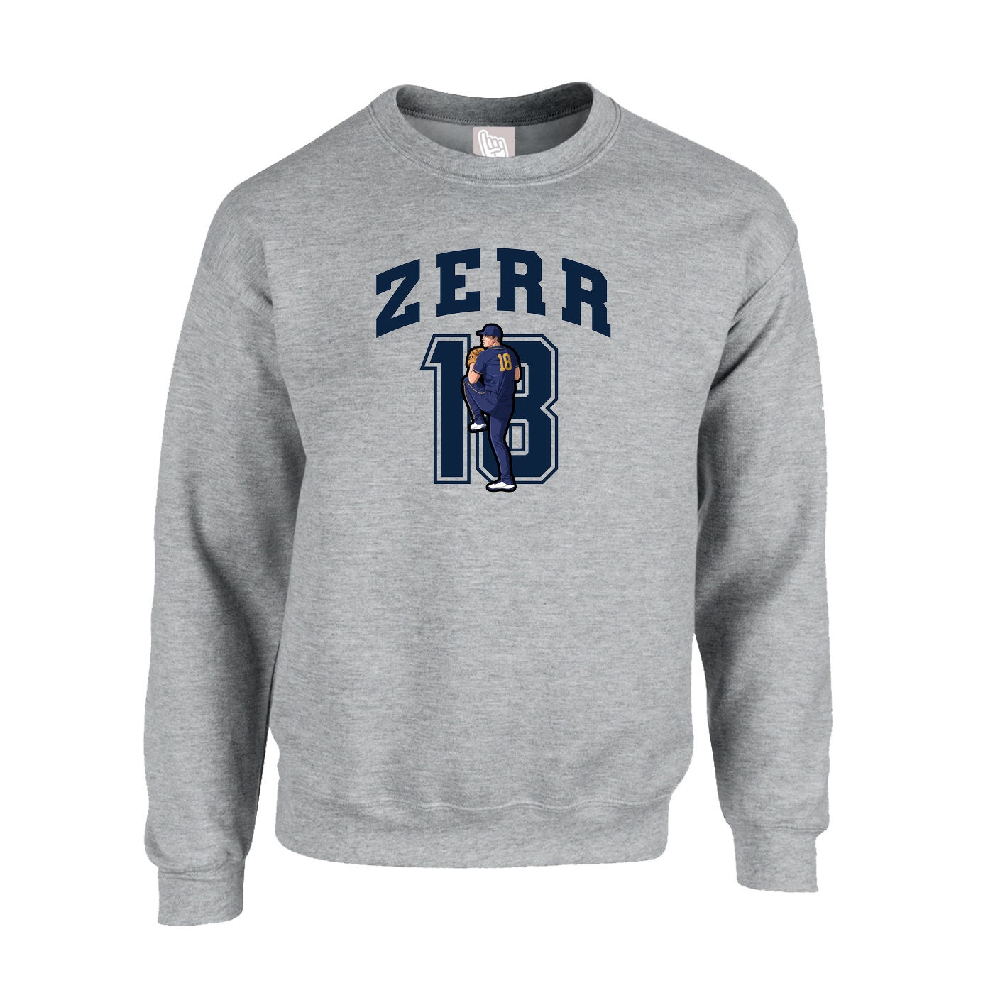 Fleece Crew — Number in Grey