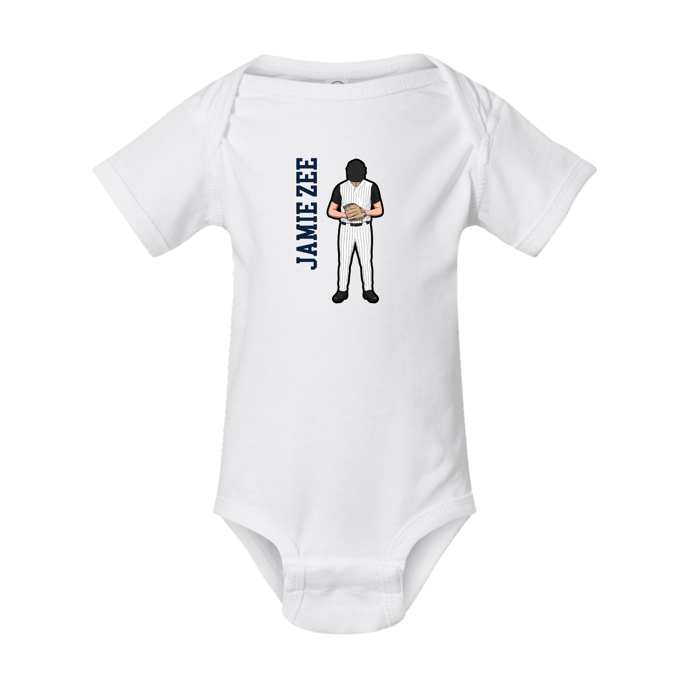 Baby Onesie — Name Vertical in White