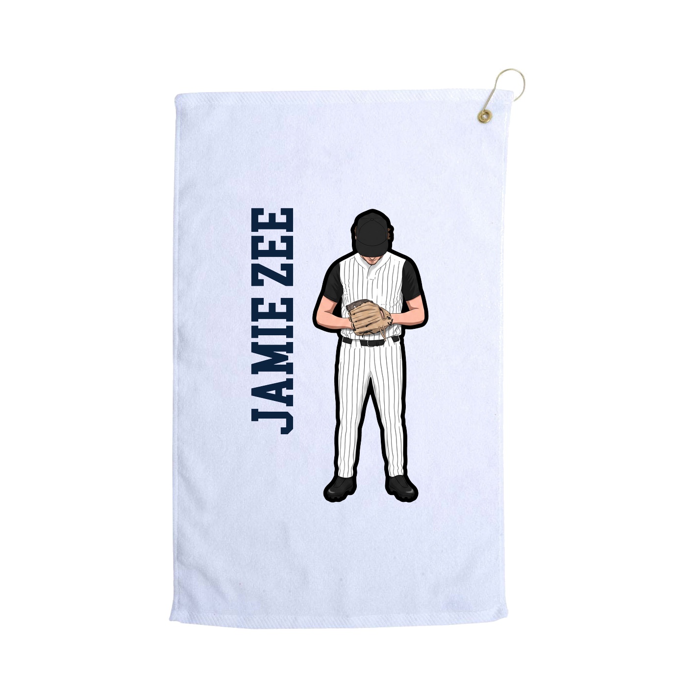 Golf Towel — Name Vertical in White