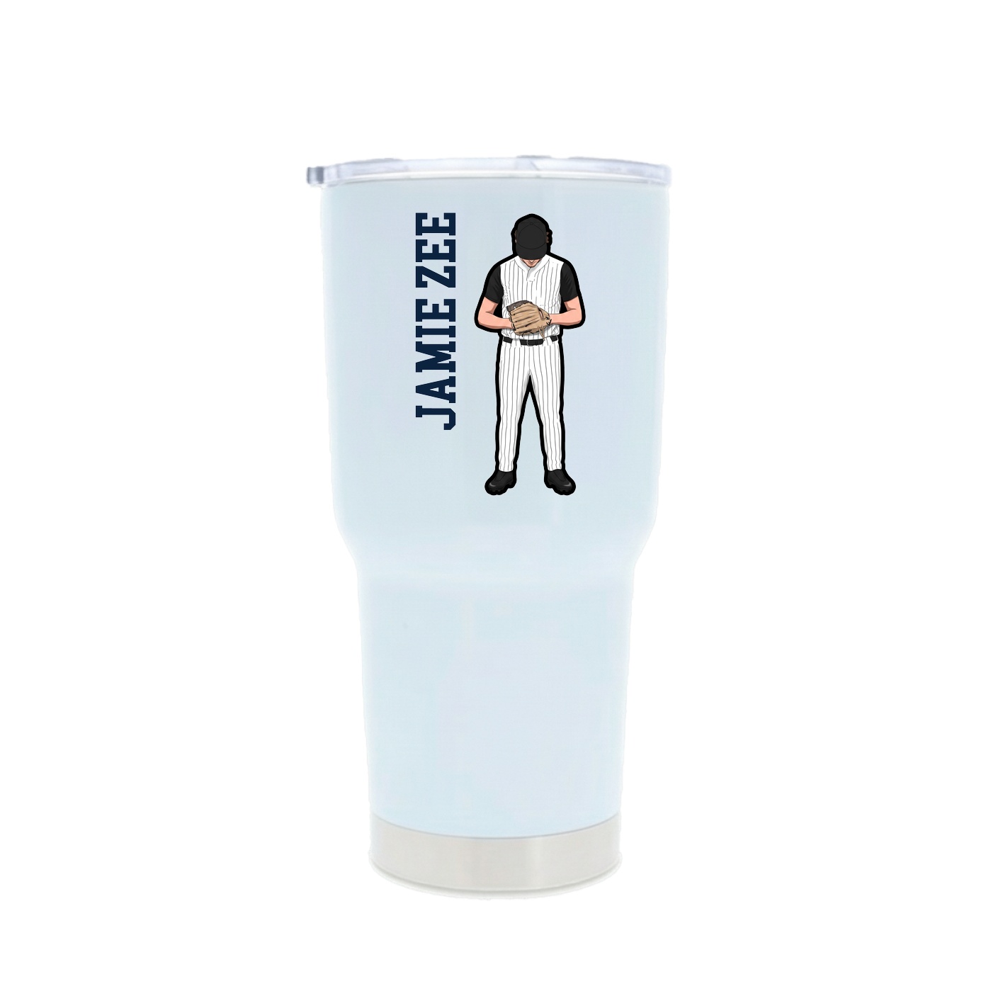 30oz Stainless Steel Tumbler — Name Vertical in White