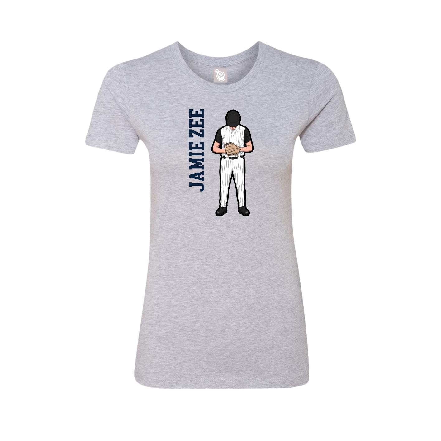 Fitted Women's Tee — Name Vertical in Grey
