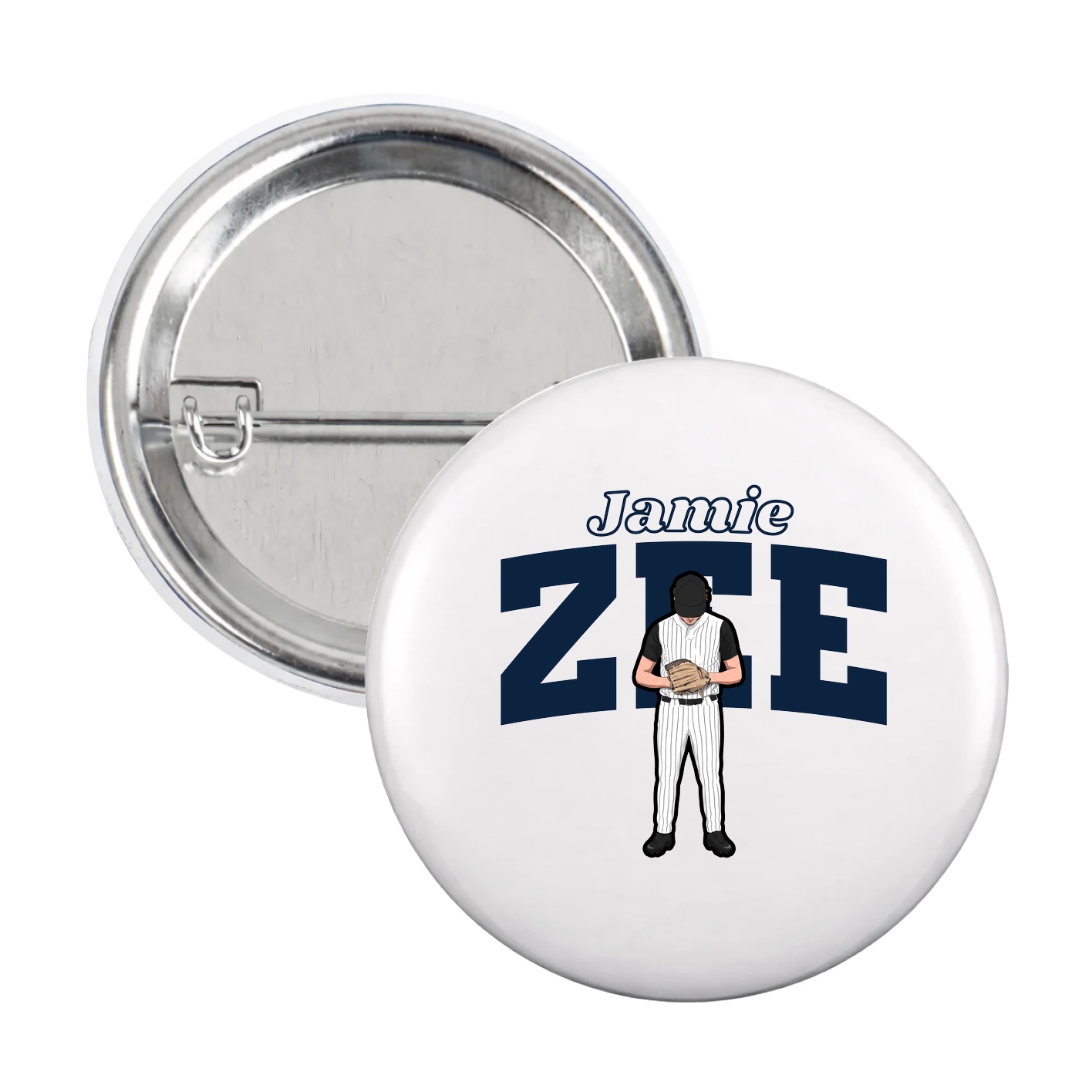 Game Day Button — Name Arch in White