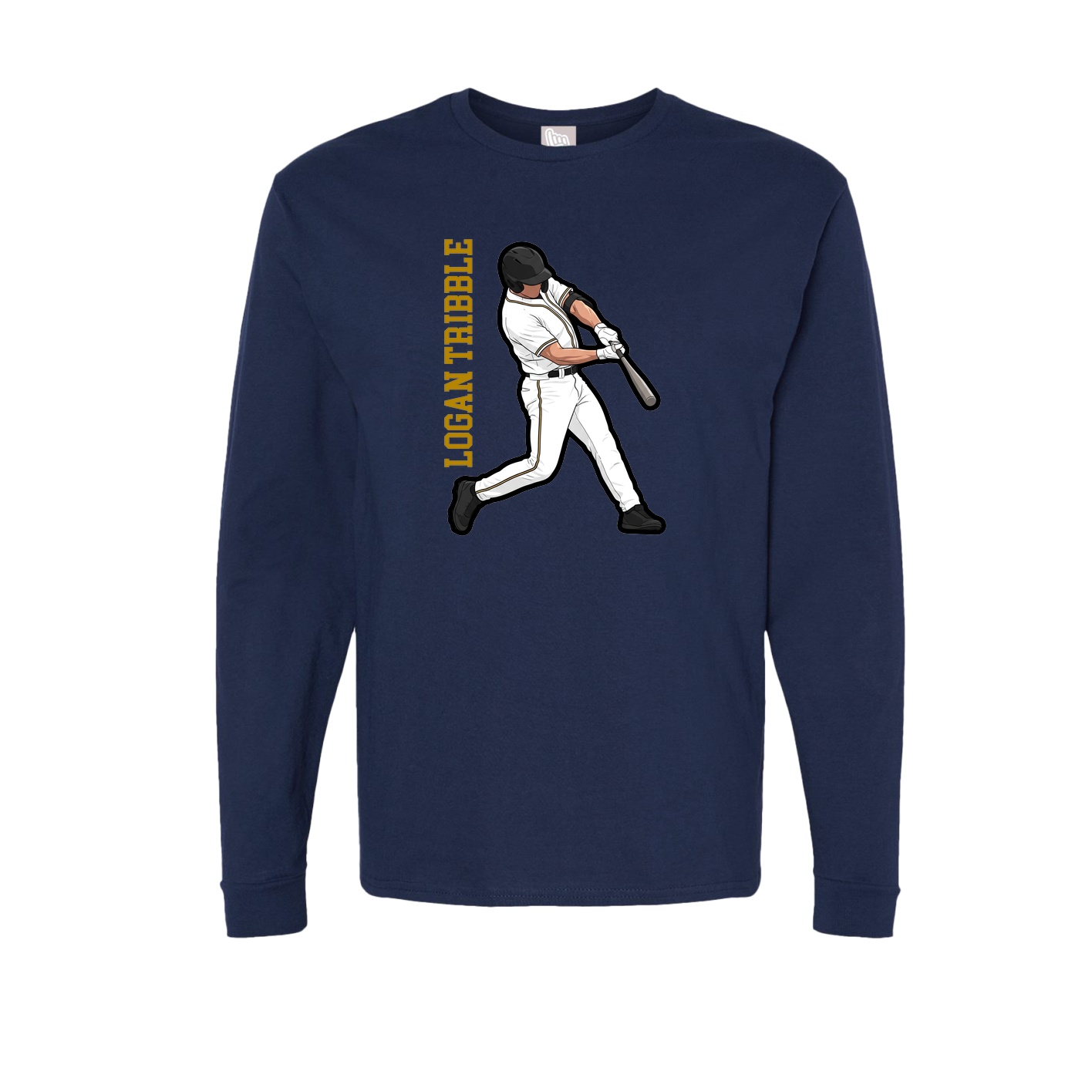 Long Sleeve Tee — Name Vertical in Navy