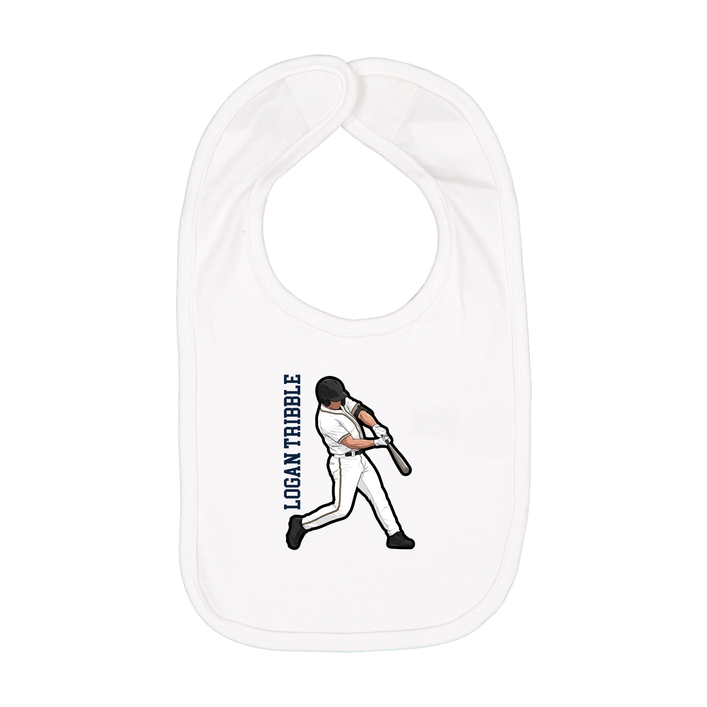 Infant Bib — Name Vertical in White