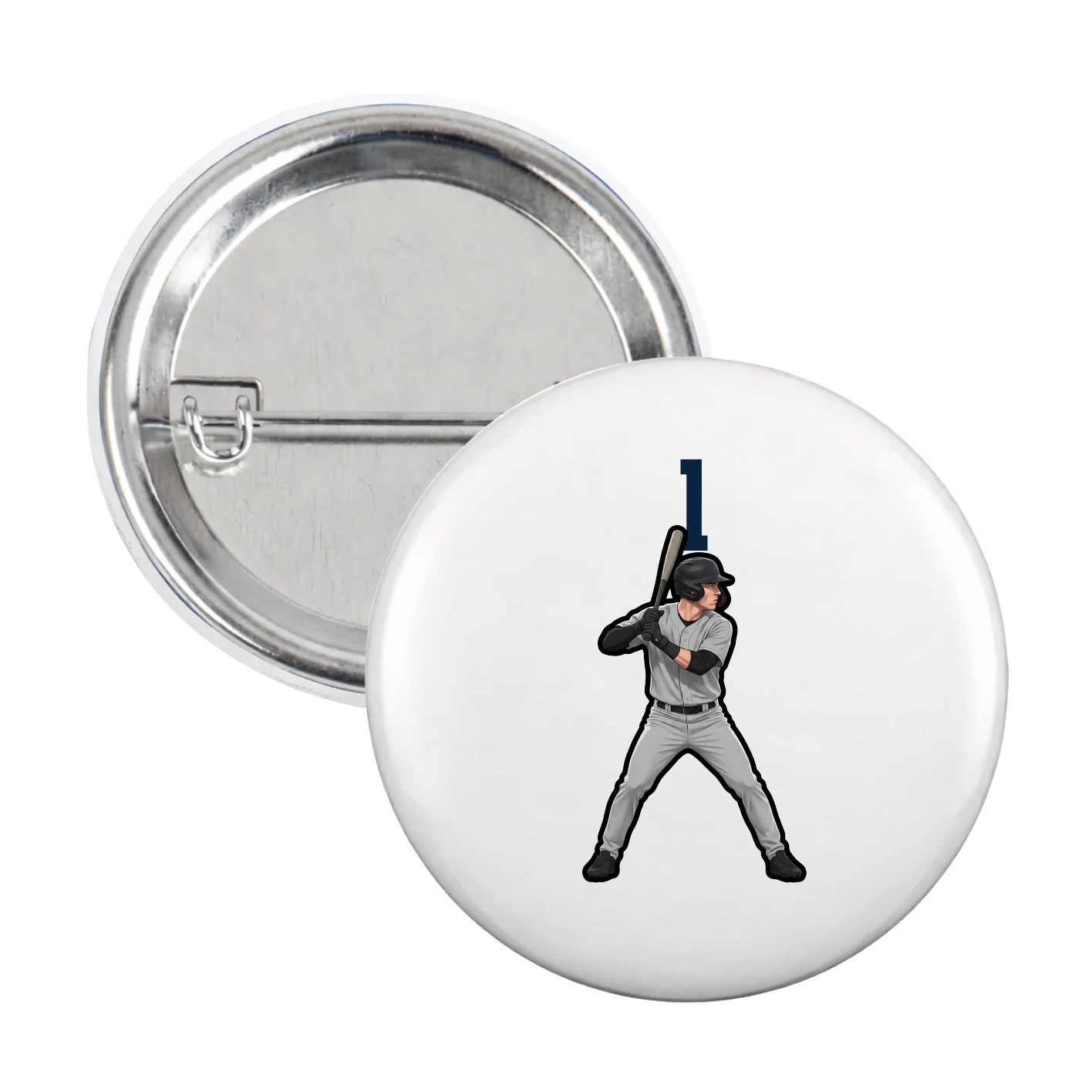 Game Day Button — Number Top in White