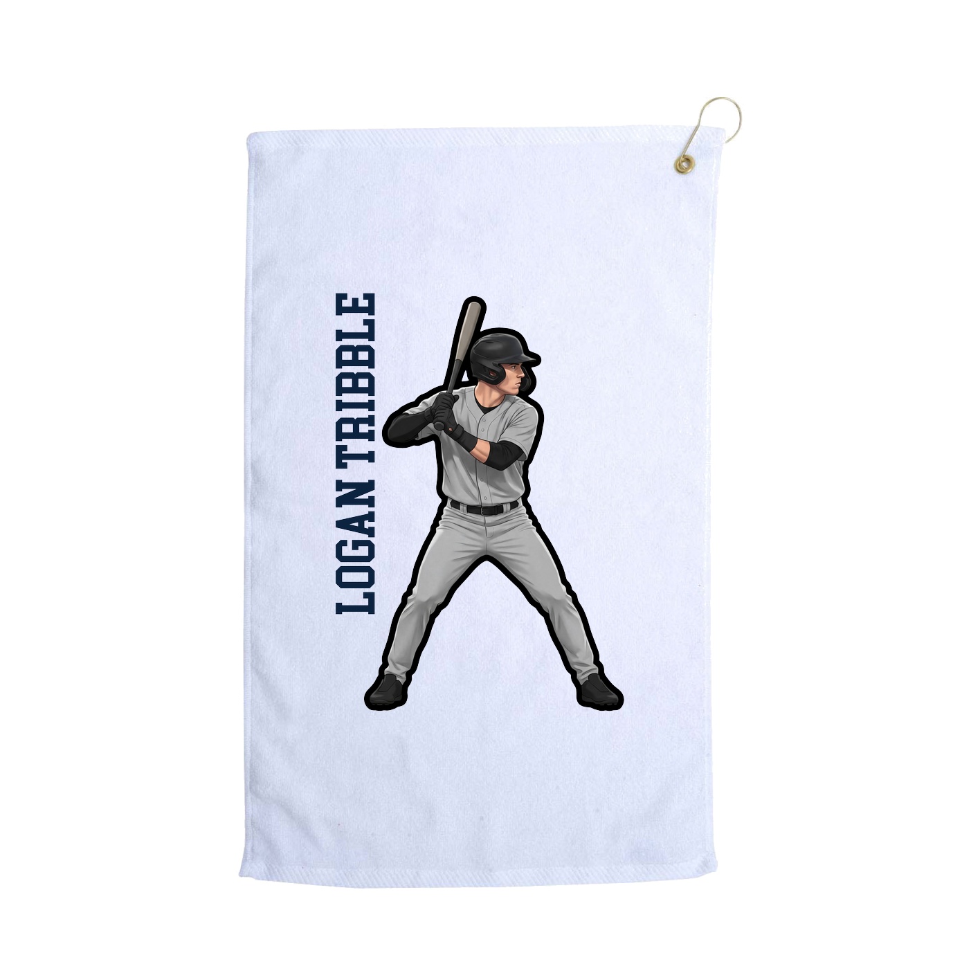 Golf Towel — Name Vertical in White