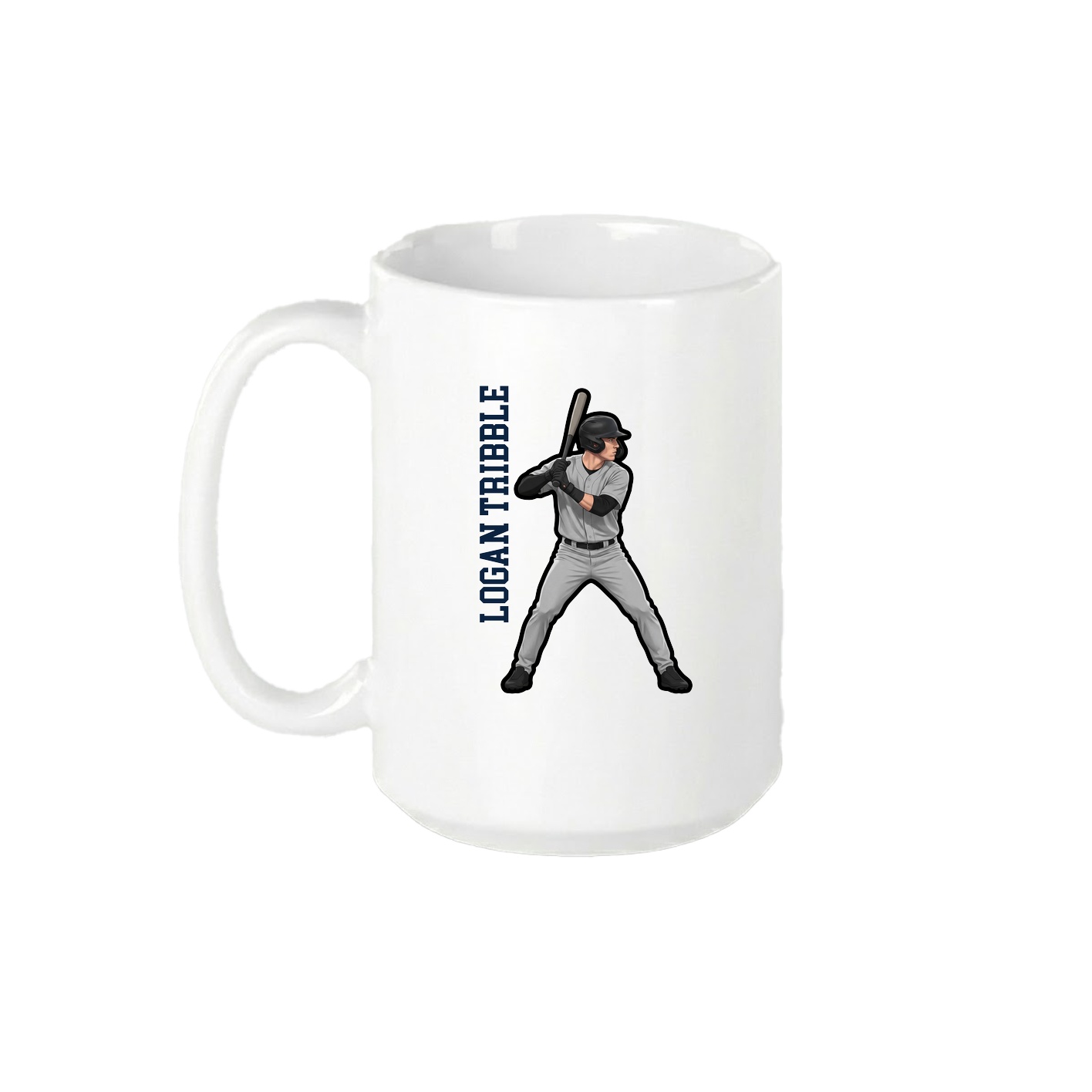 15oz Coffee Mug — Name Vertical in White