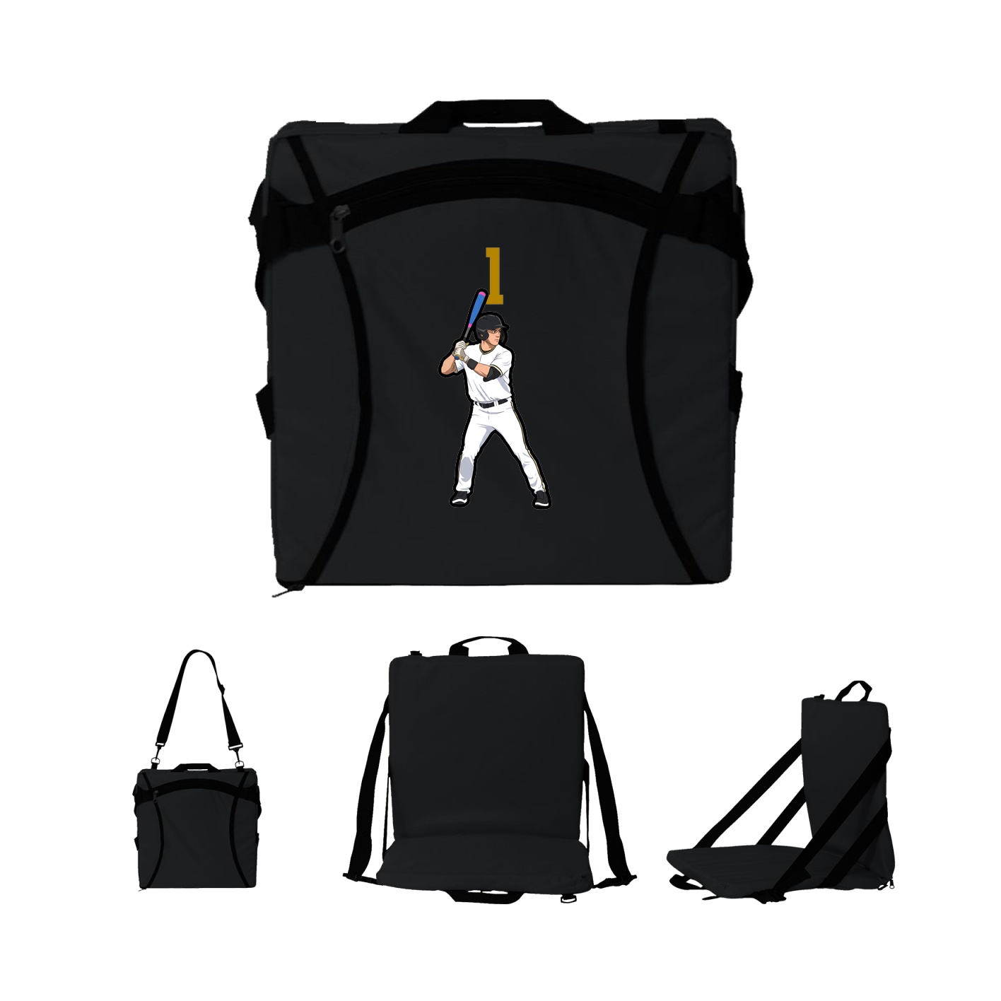 Folding Stadium Seat — Number Top in Black