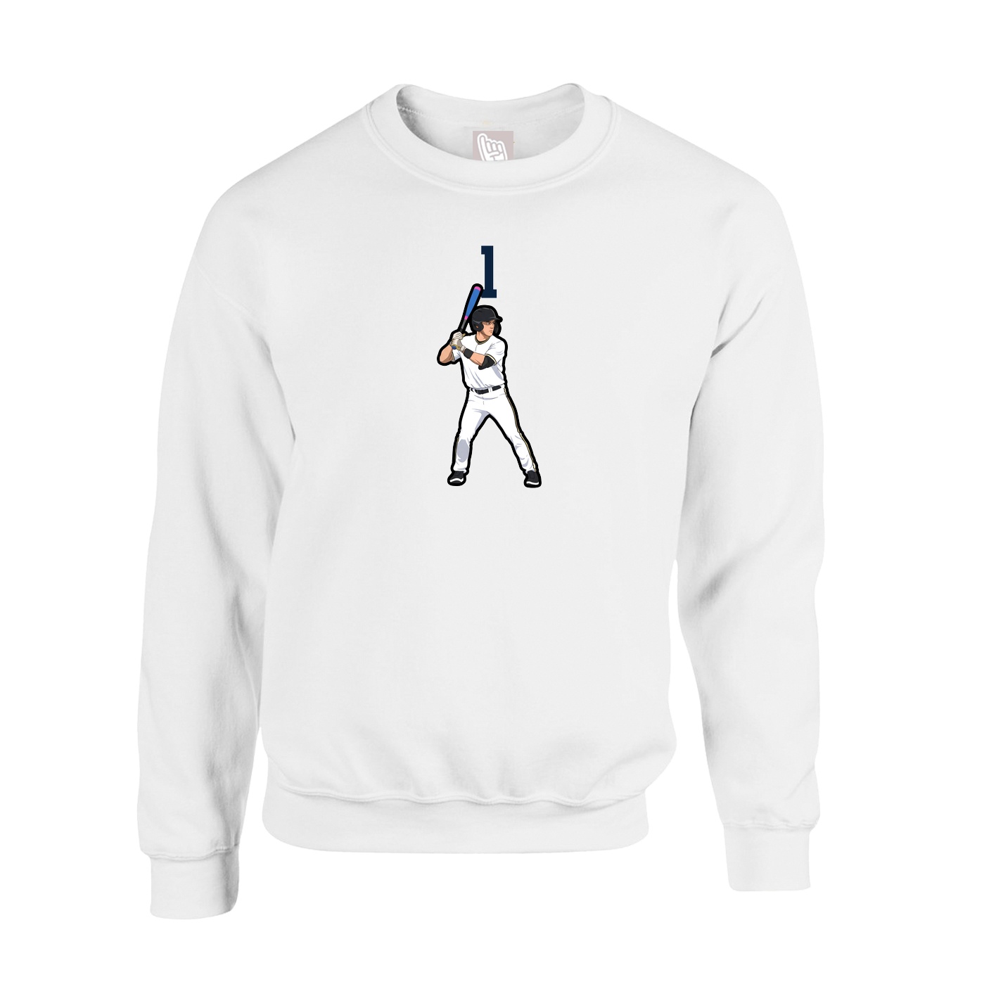 Fleece Crew — Number Top in White