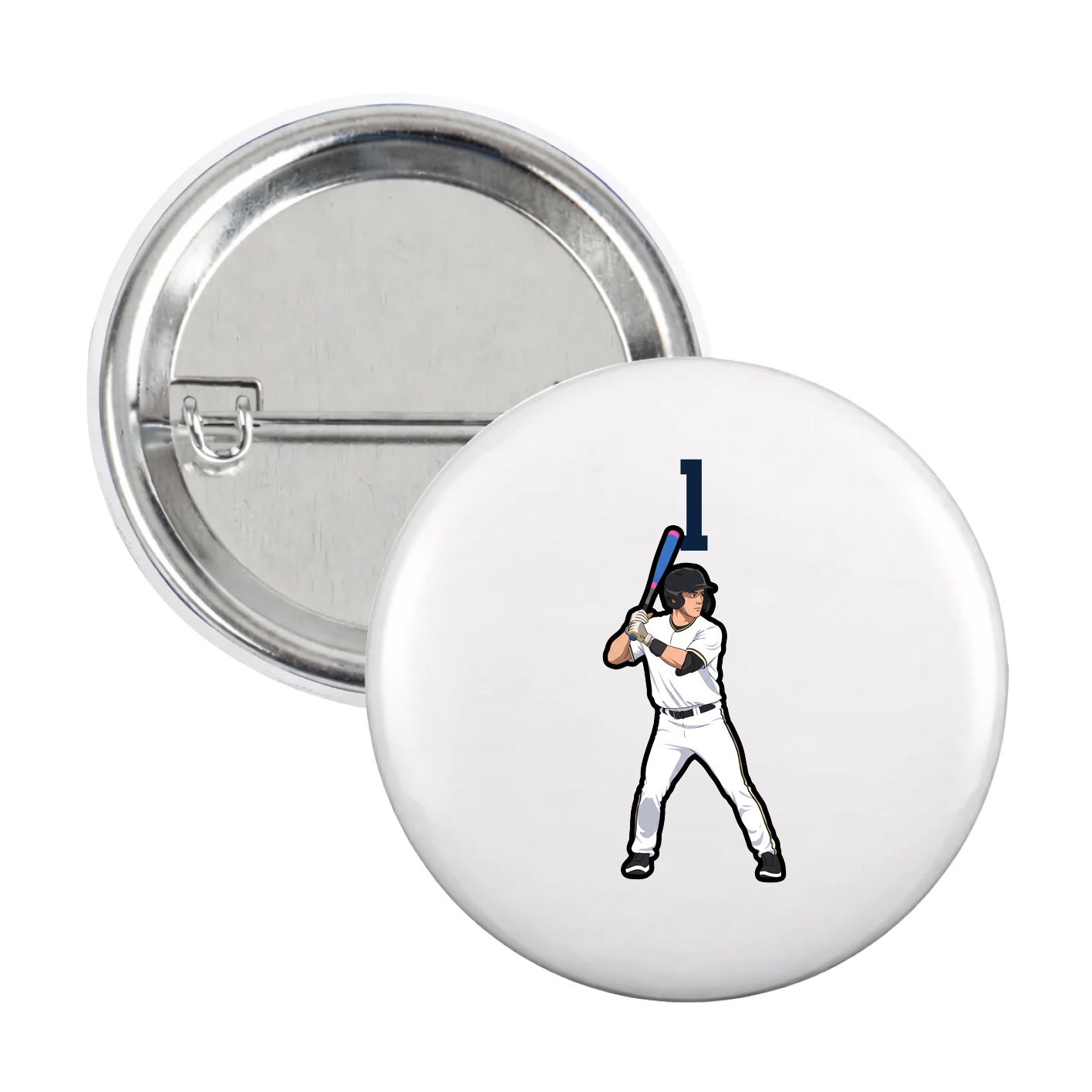 Game Day Button — Number Top in White