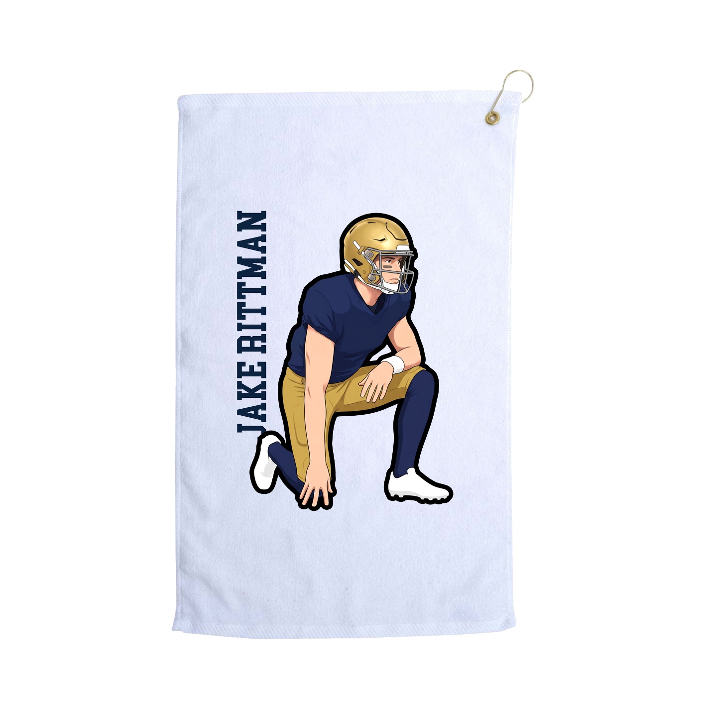 Golf Towel — Name Vertical in White