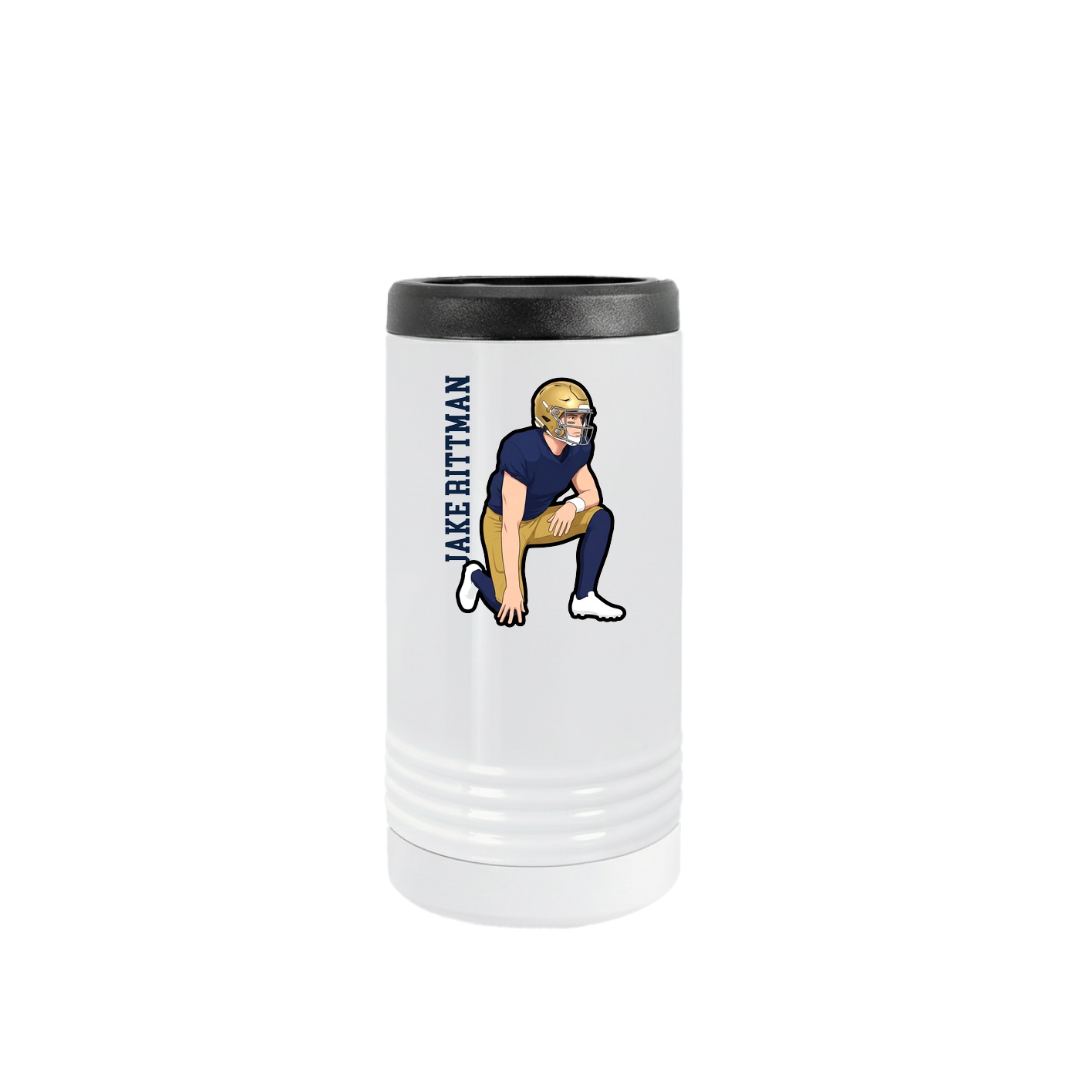 Slim Beverage Holder — Name Vertical in White