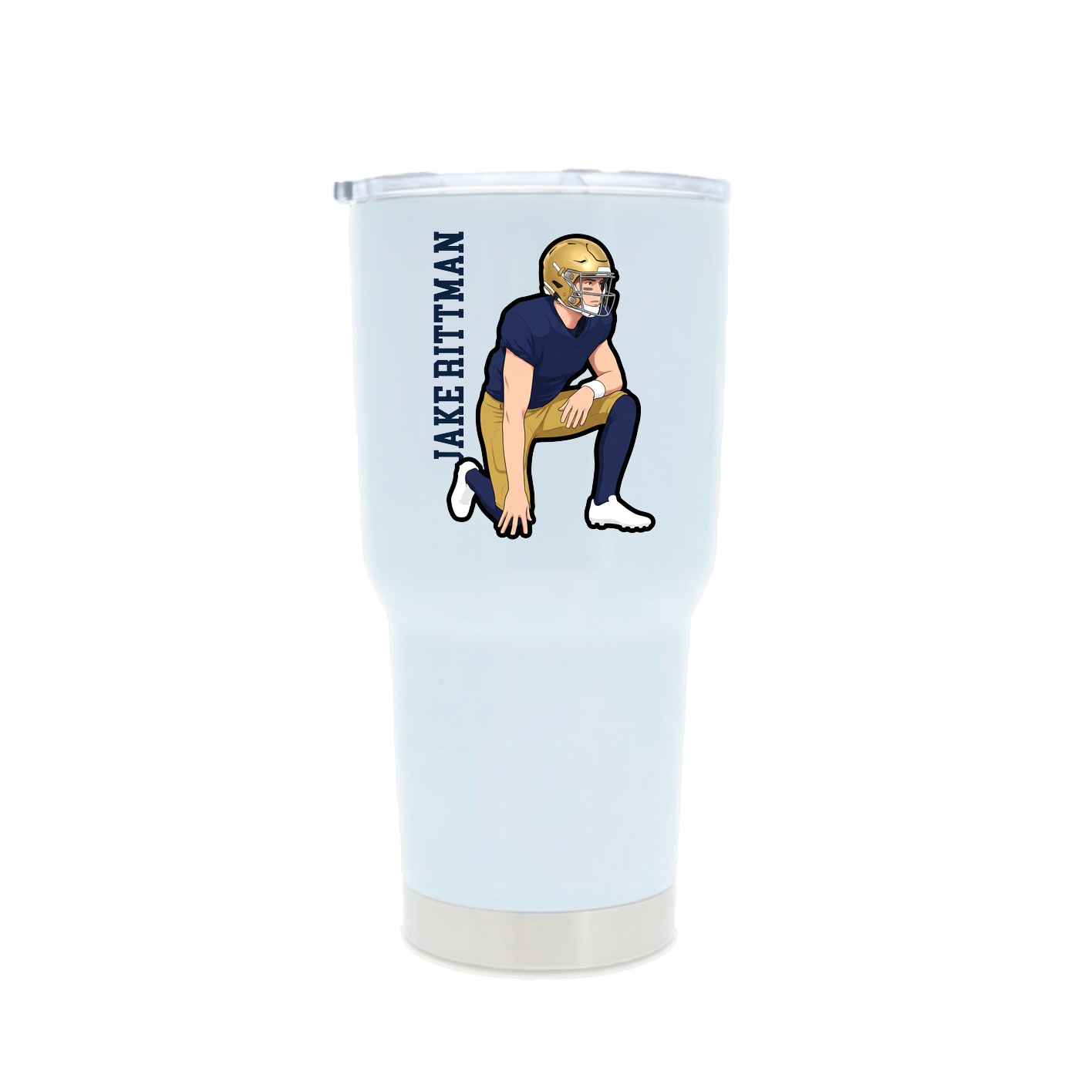 30oz Stainless Steel Tumbler — Name Vertical in White