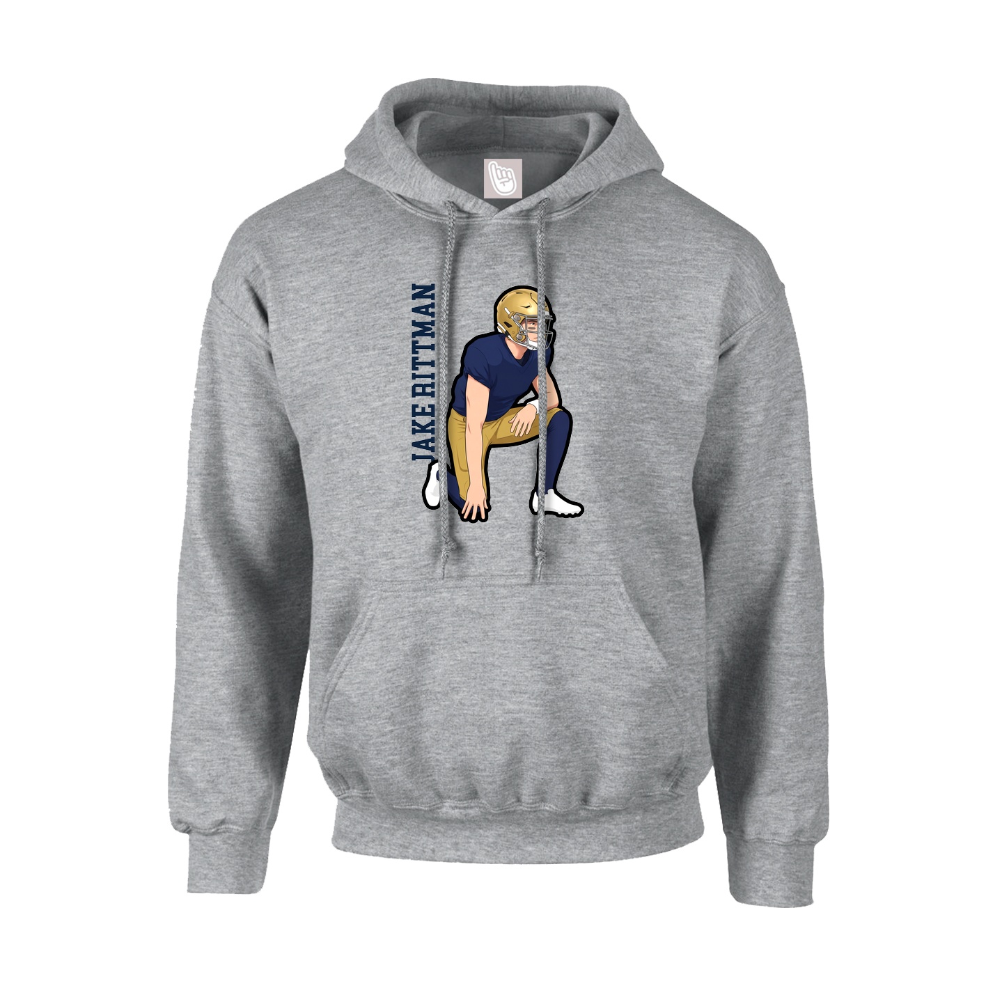 Hoodie — Name Vertical in Grey