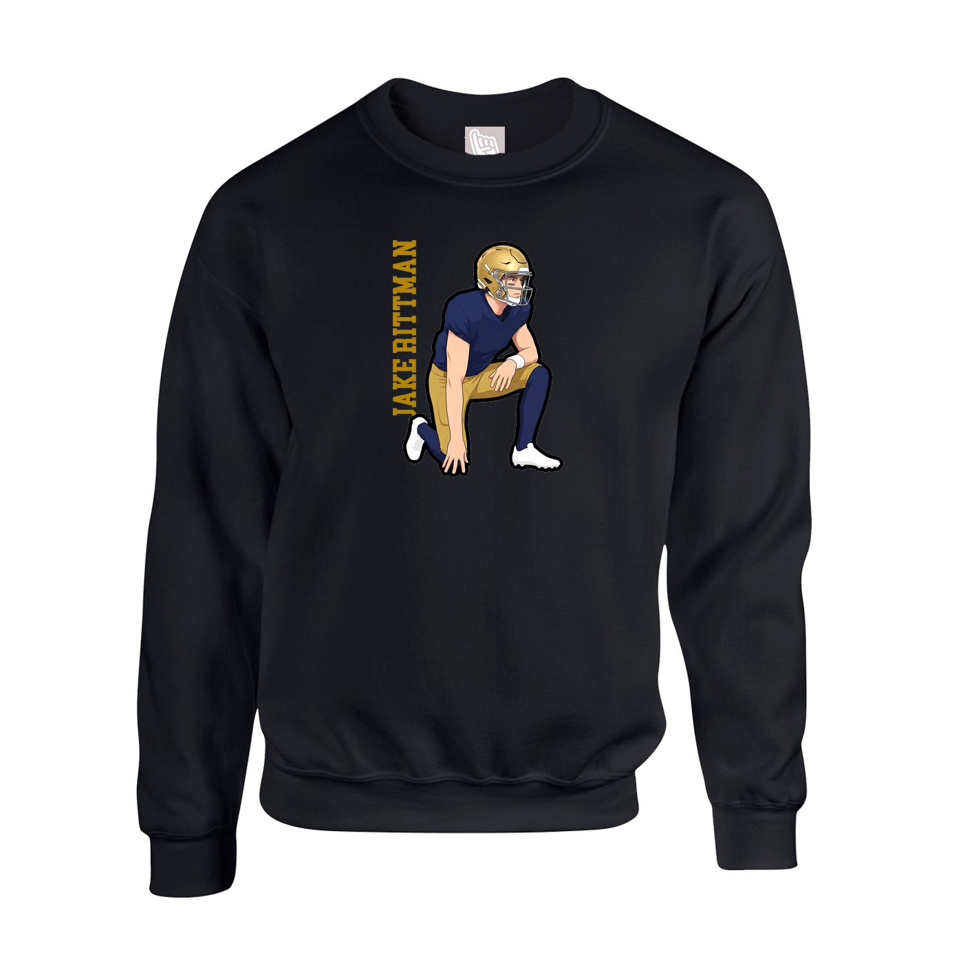 Fleece Crew — Name Vertical in Black