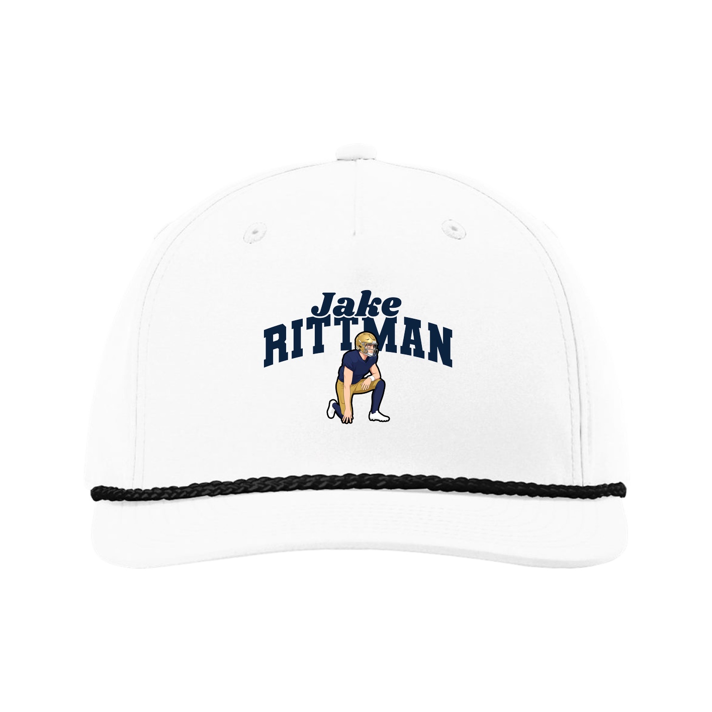 Five-Panel Classic Rope Cap — Signature Arch in White