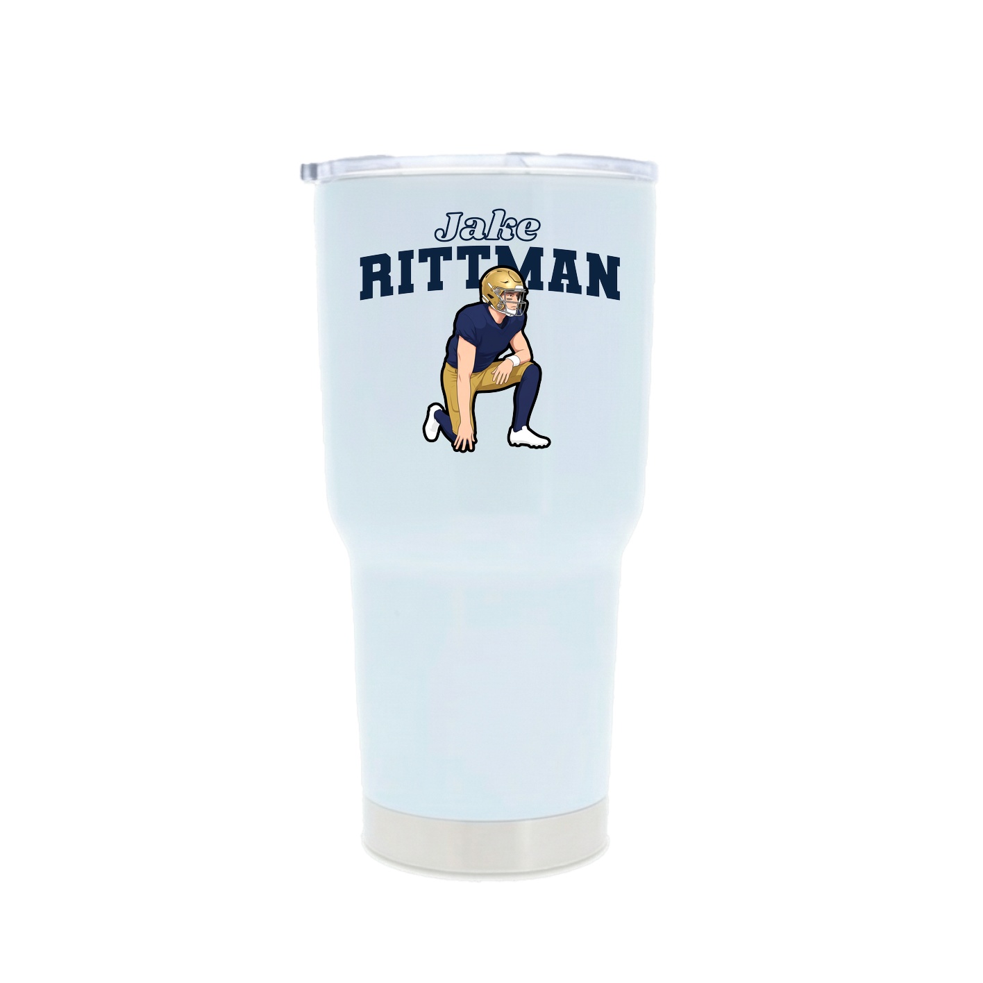 30oz Stainless Steel Tumbler — Name Arch in White