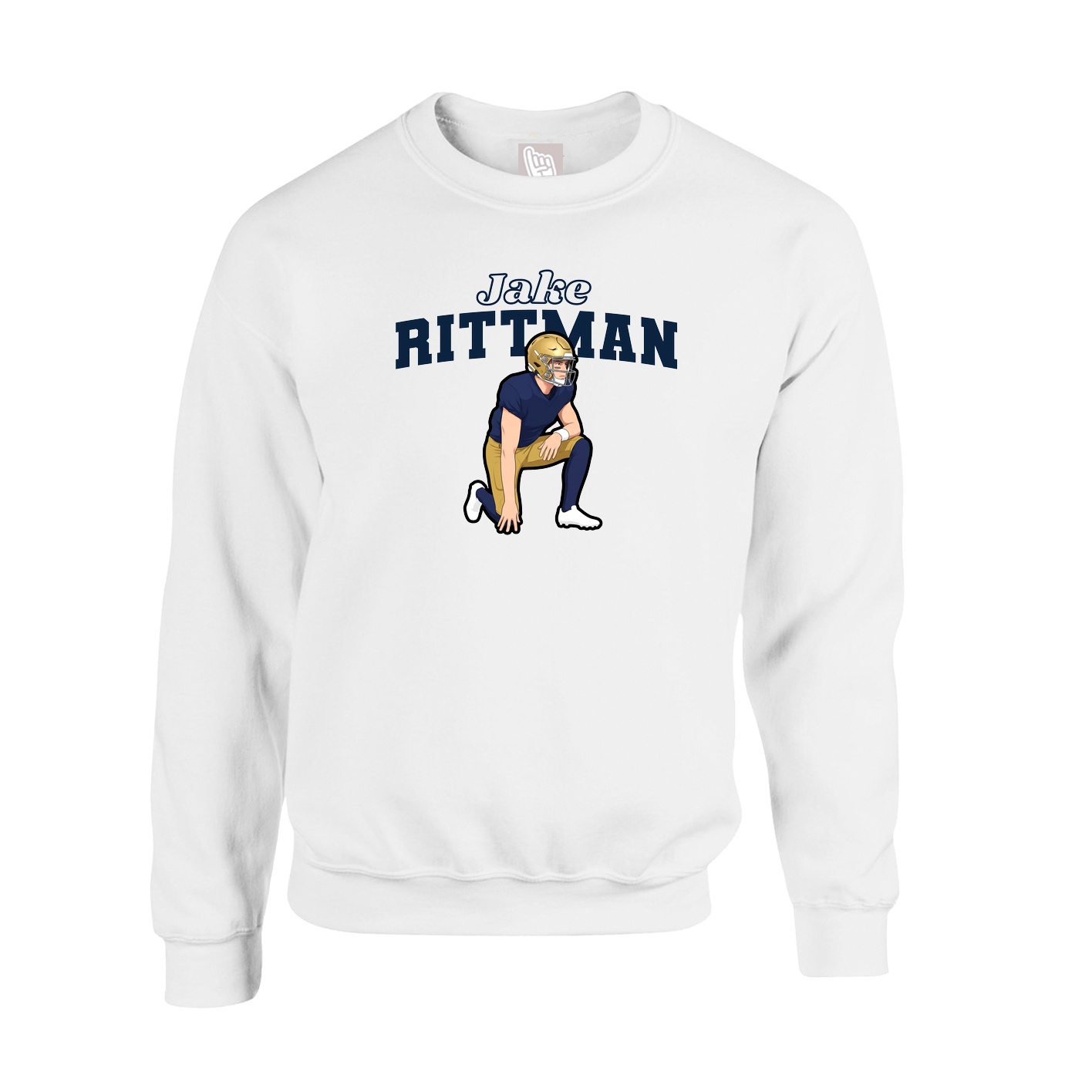 Fleece Crew — Name Arch in White