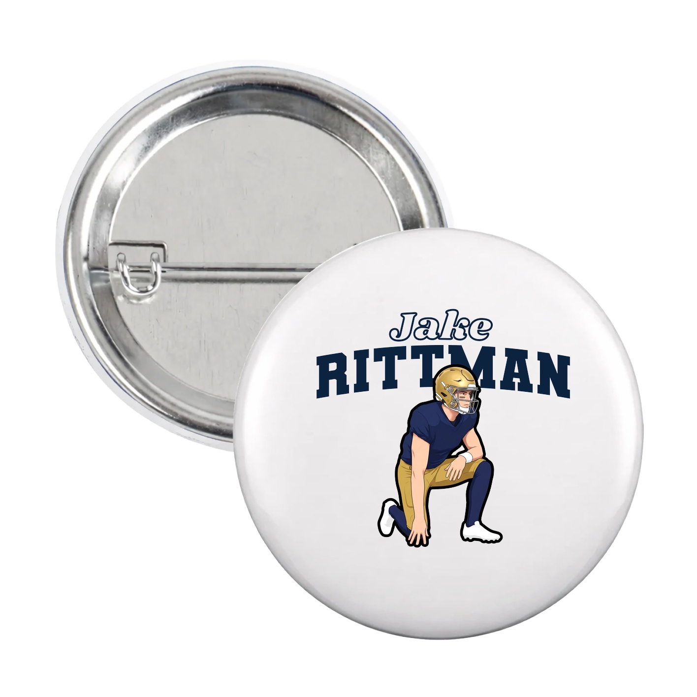 Game Day Button — Name Arch in White