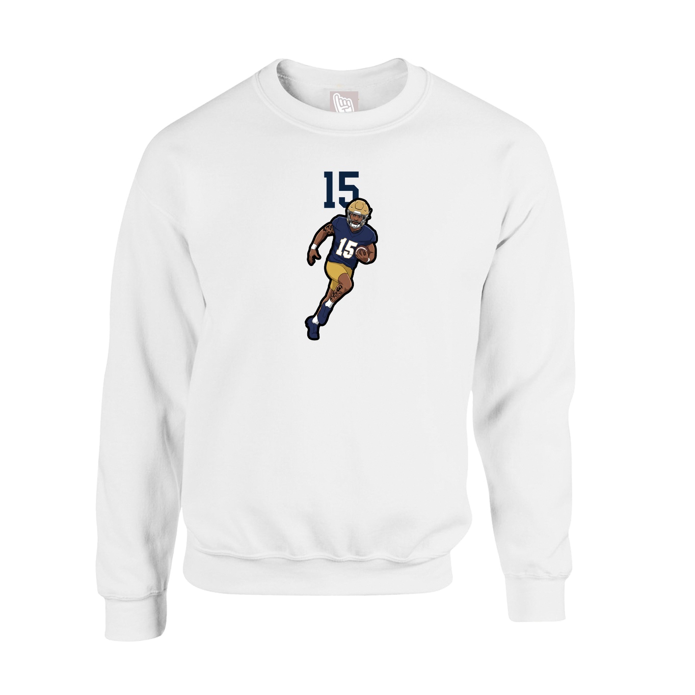 Fleece Crew — Number Top in White