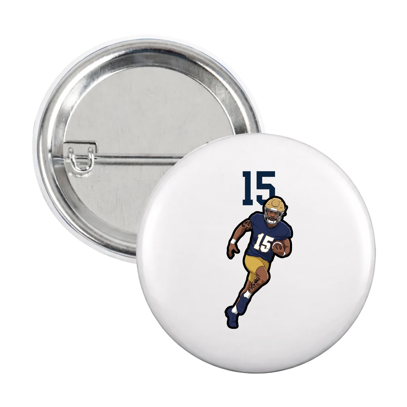 Game Day Button — Number Top in White