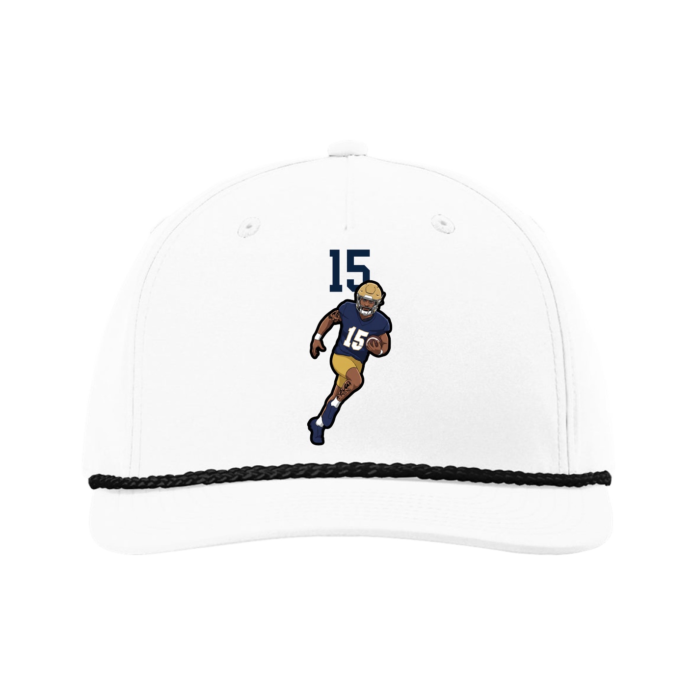 Five-Panel Classic Rope Cap — Number Top in White
