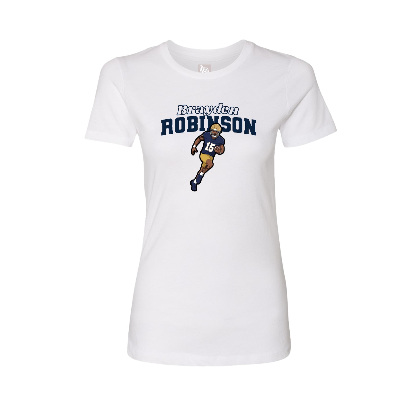 Fitted Women's Tee — Name Arch in White