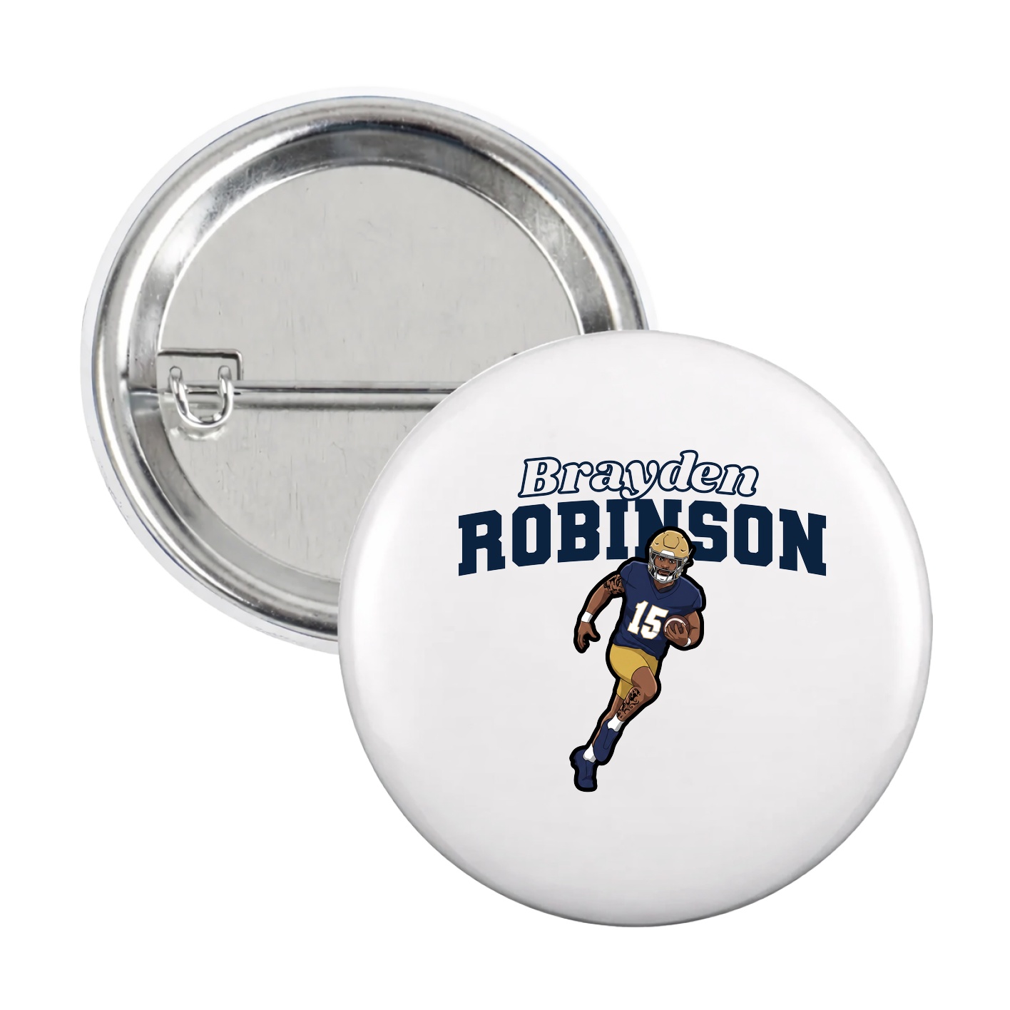 Game Day Button — Name Arch in White