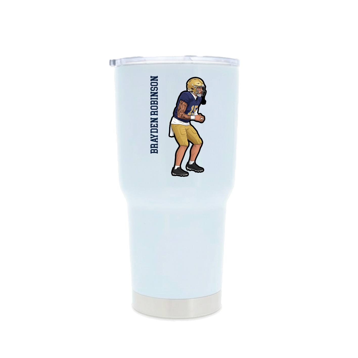 30oz Stainless Steel Tumbler — Name Vertical in White
