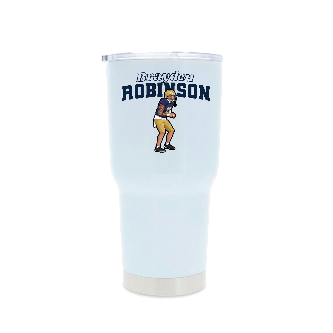 30oz Stainless Steel Tumbler — Name Arch in White